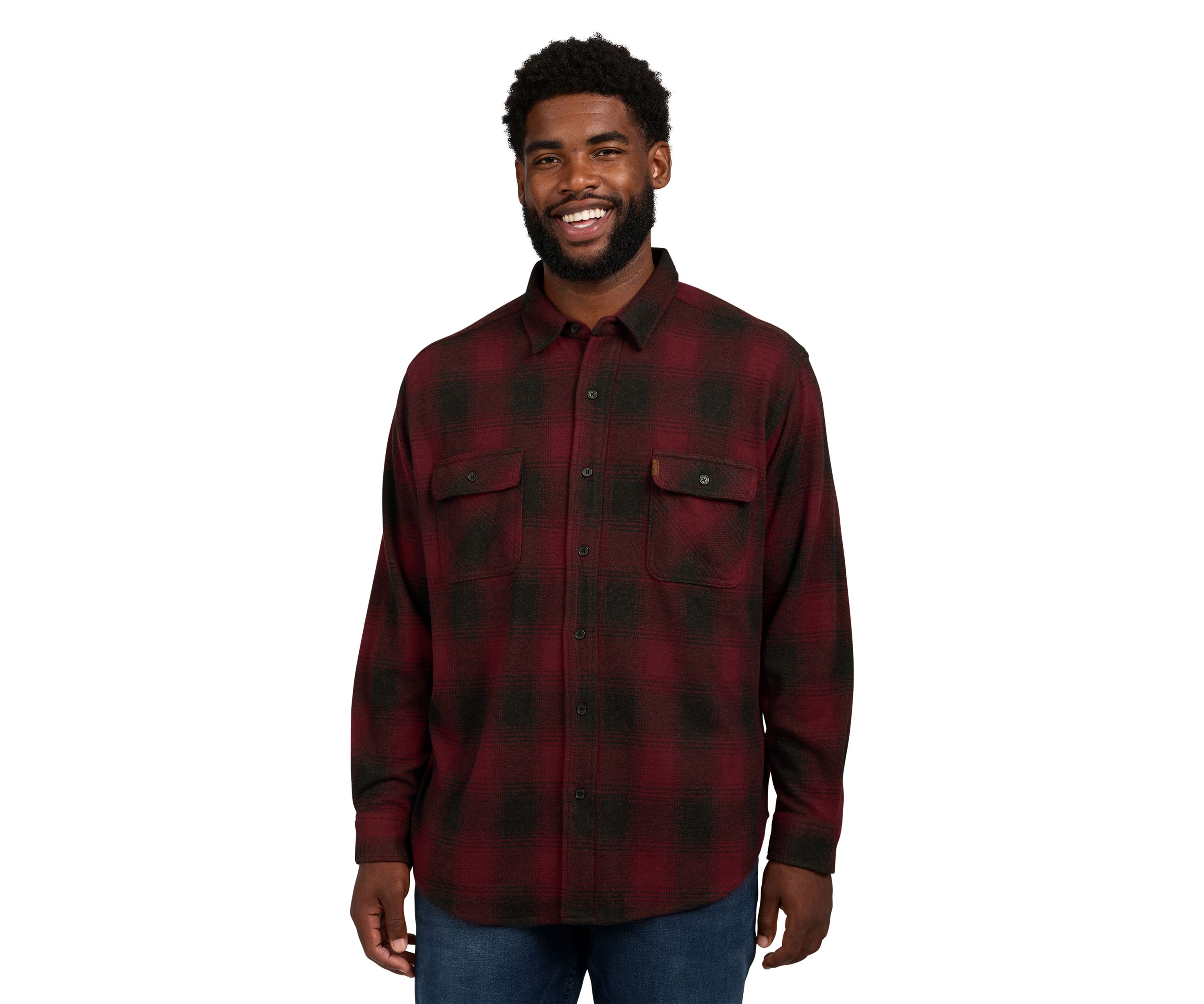 Big & Tall Plaid Knit Flannel Shirt 