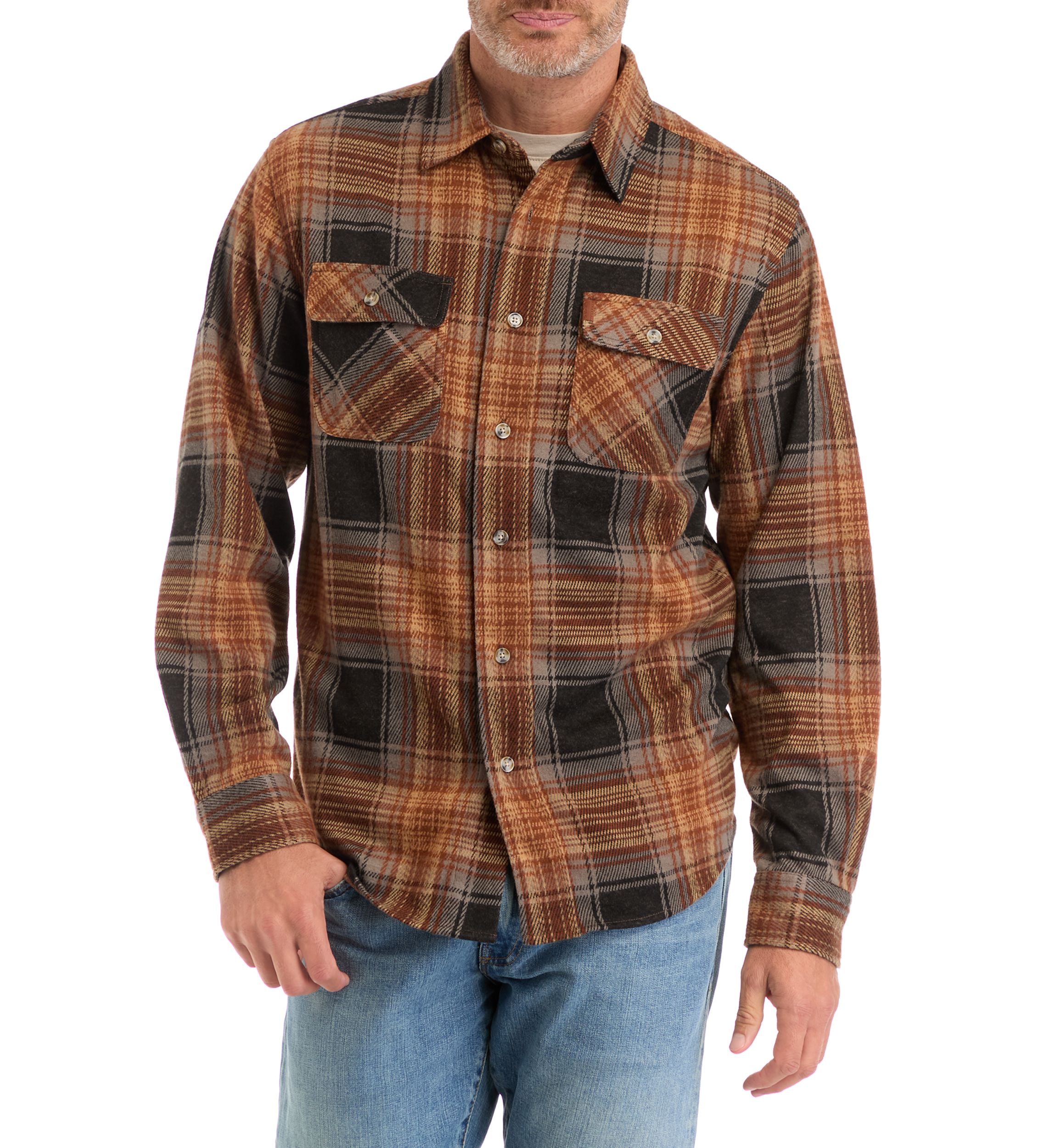 Long Sleeve Plaid Knit Flannel 