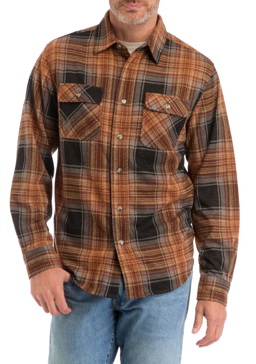 Long Sleeve Plaid Knit Flannel 