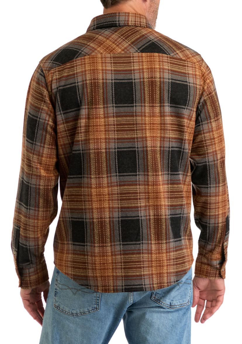 Long Sleeve Plaid Knit Flannel 