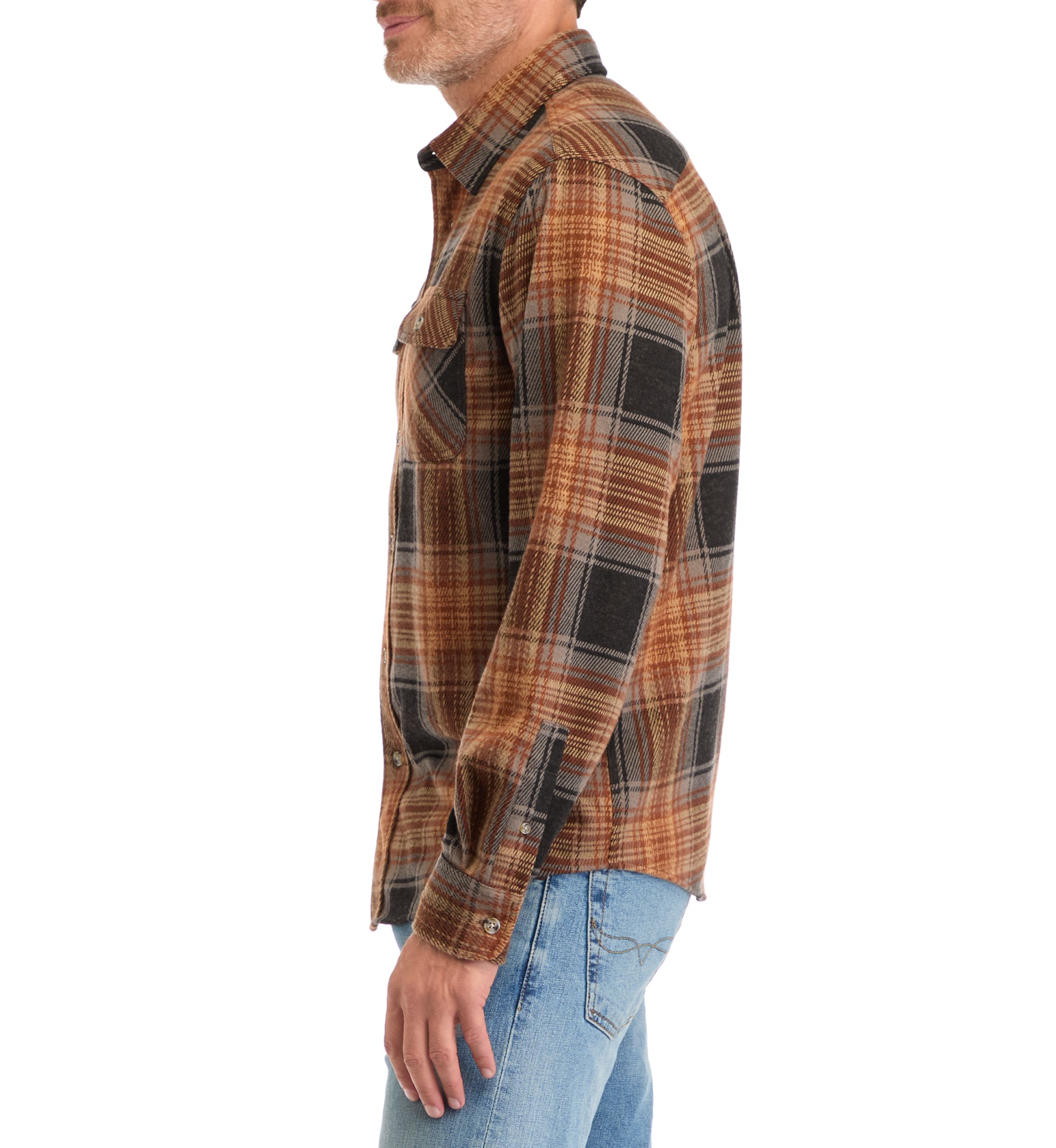 Long Sleeve Plaid Knit Flannel 