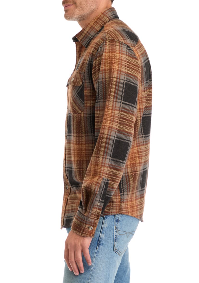 Long Sleeve Plaid Knit Flannel 
