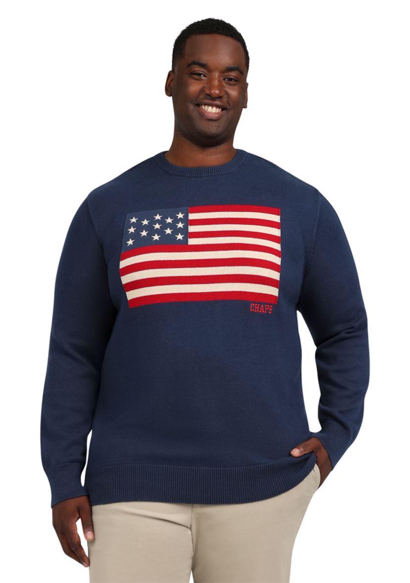 Big & Tall   Cotton Twist Flag Graphic Sweater 