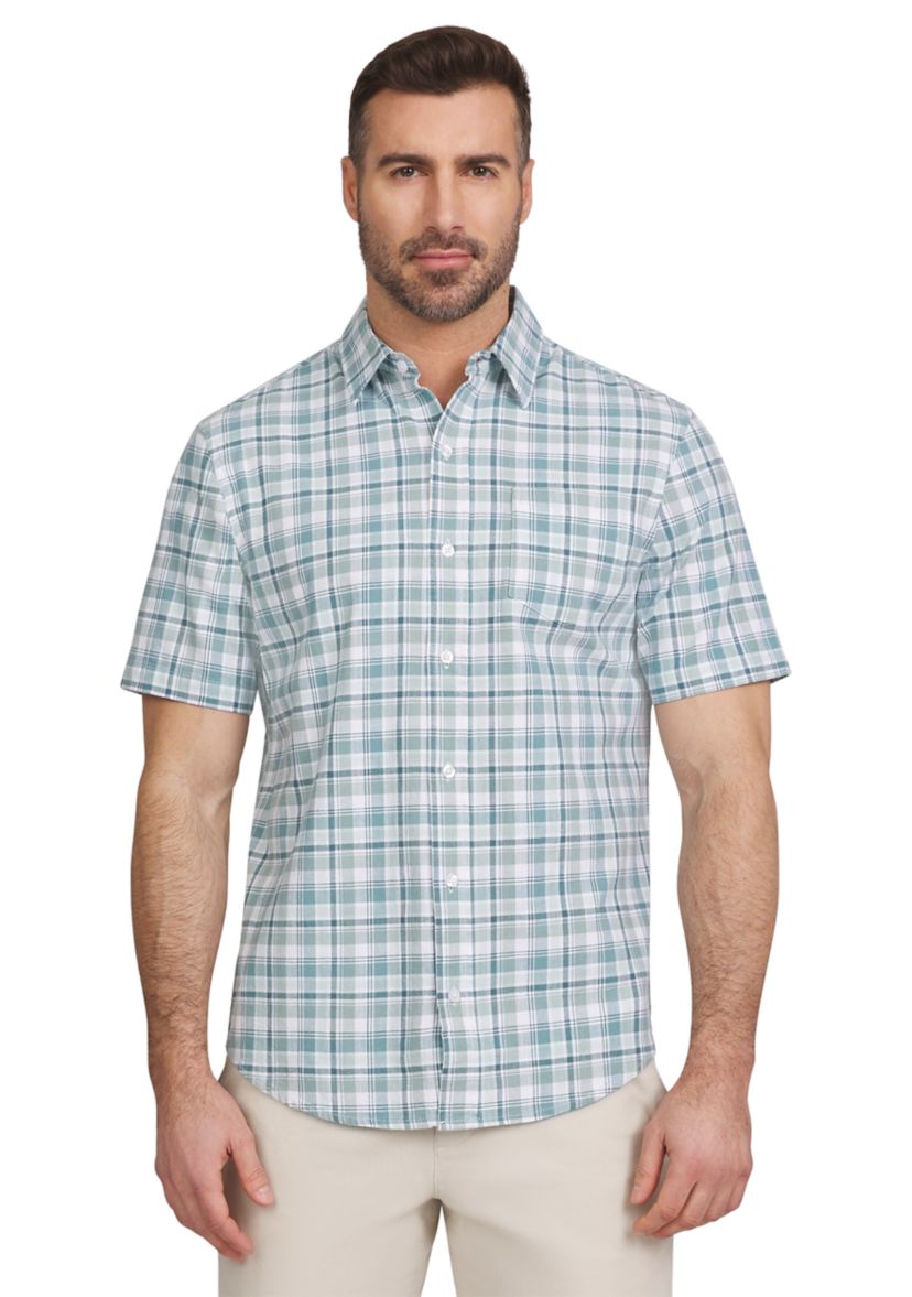 Coastland Washed Plaid Printed Cotton Slub Button Down Shirt