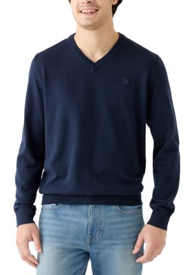 Chaps Men's Fine Gauge V-Neck Sweater, Navy Blue, 2XL