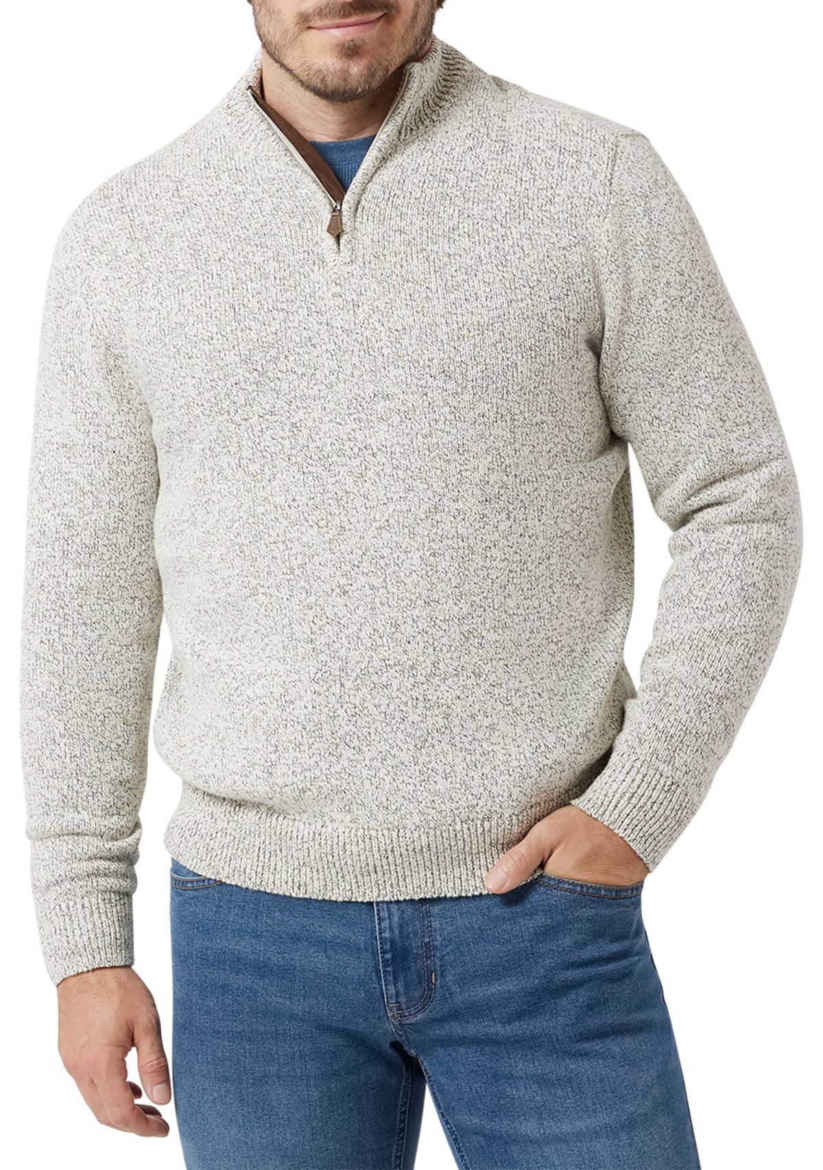 Long Sleeve 1/4 Zip Twist Mock Neck Sweater