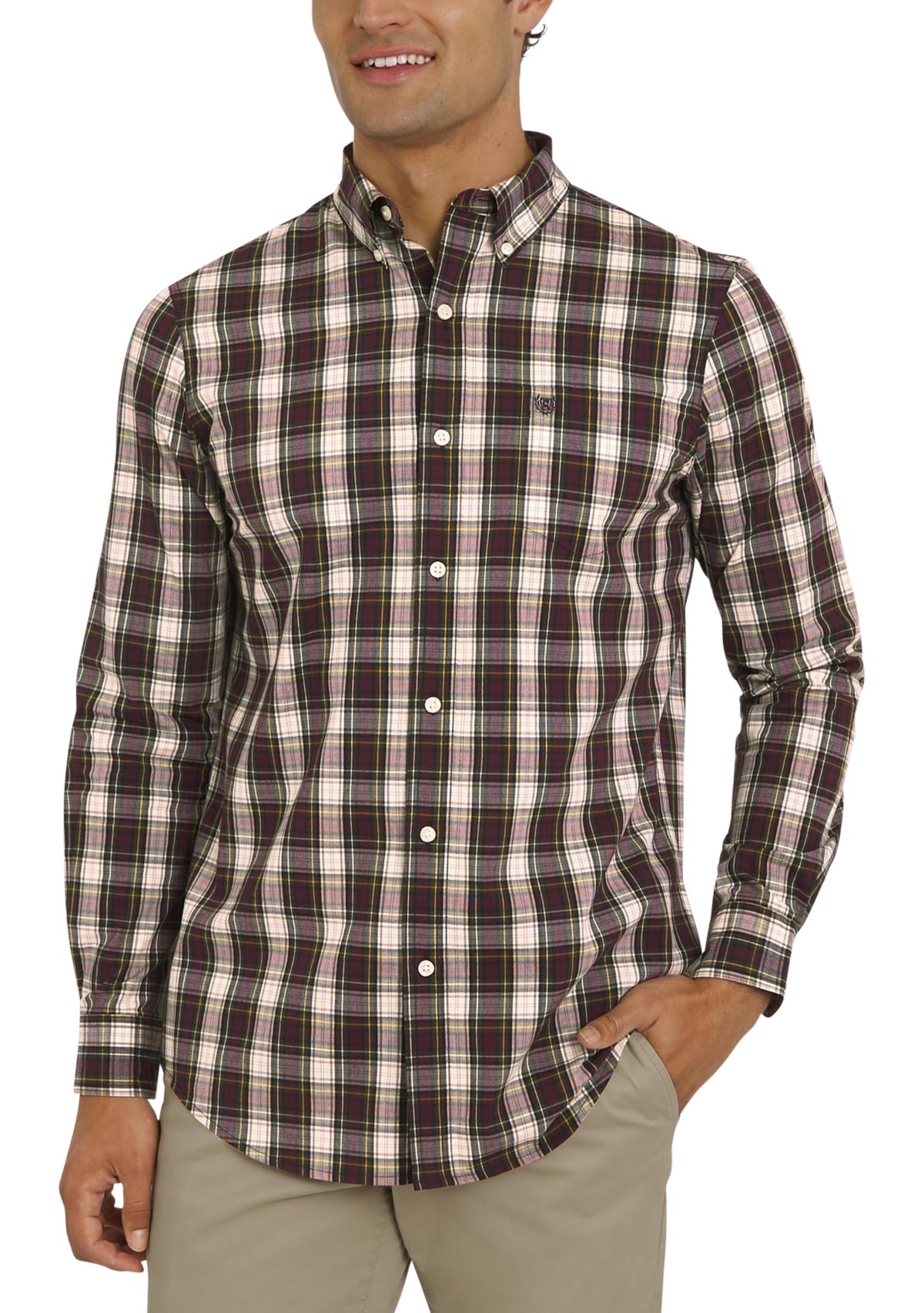 Long Sleeve Plaid Poplin Shirt 