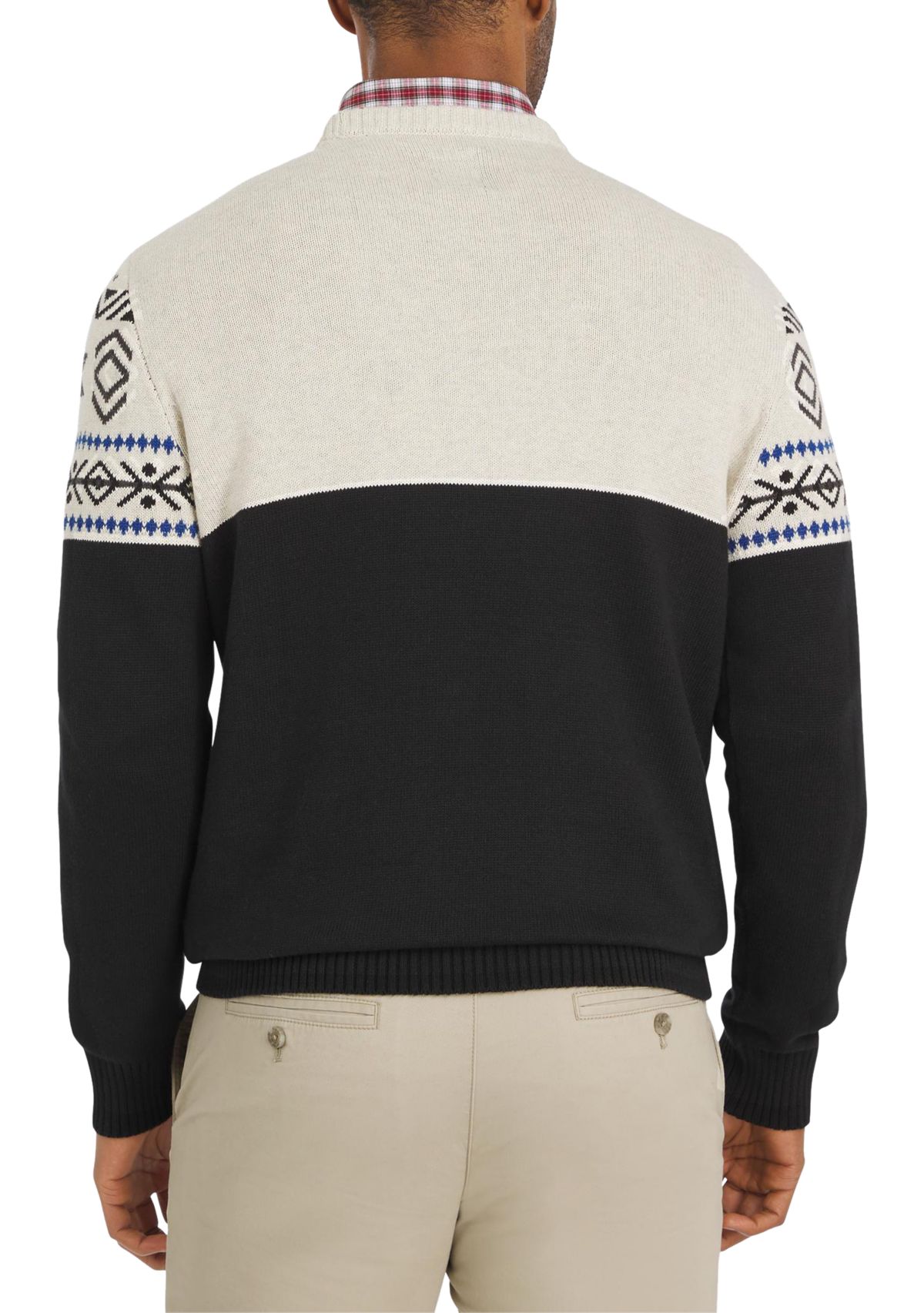 Mens Snowflake Colorblock Sweater