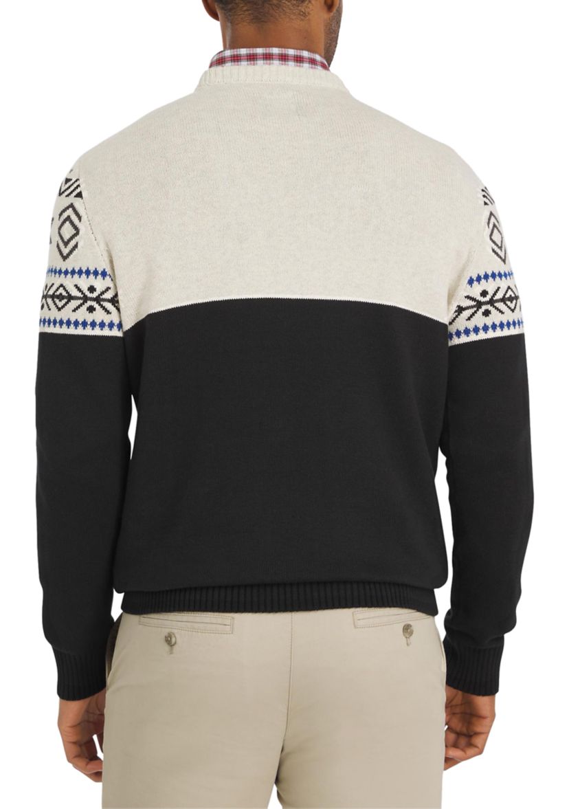 Mens Snowflake Colorblock Sweater
