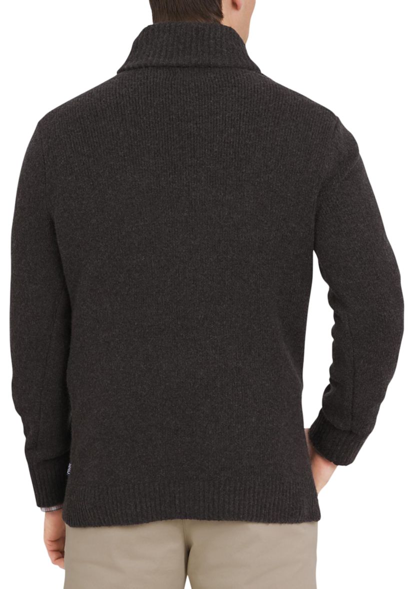 Mens Link Stitch Shawl Collar Pullover