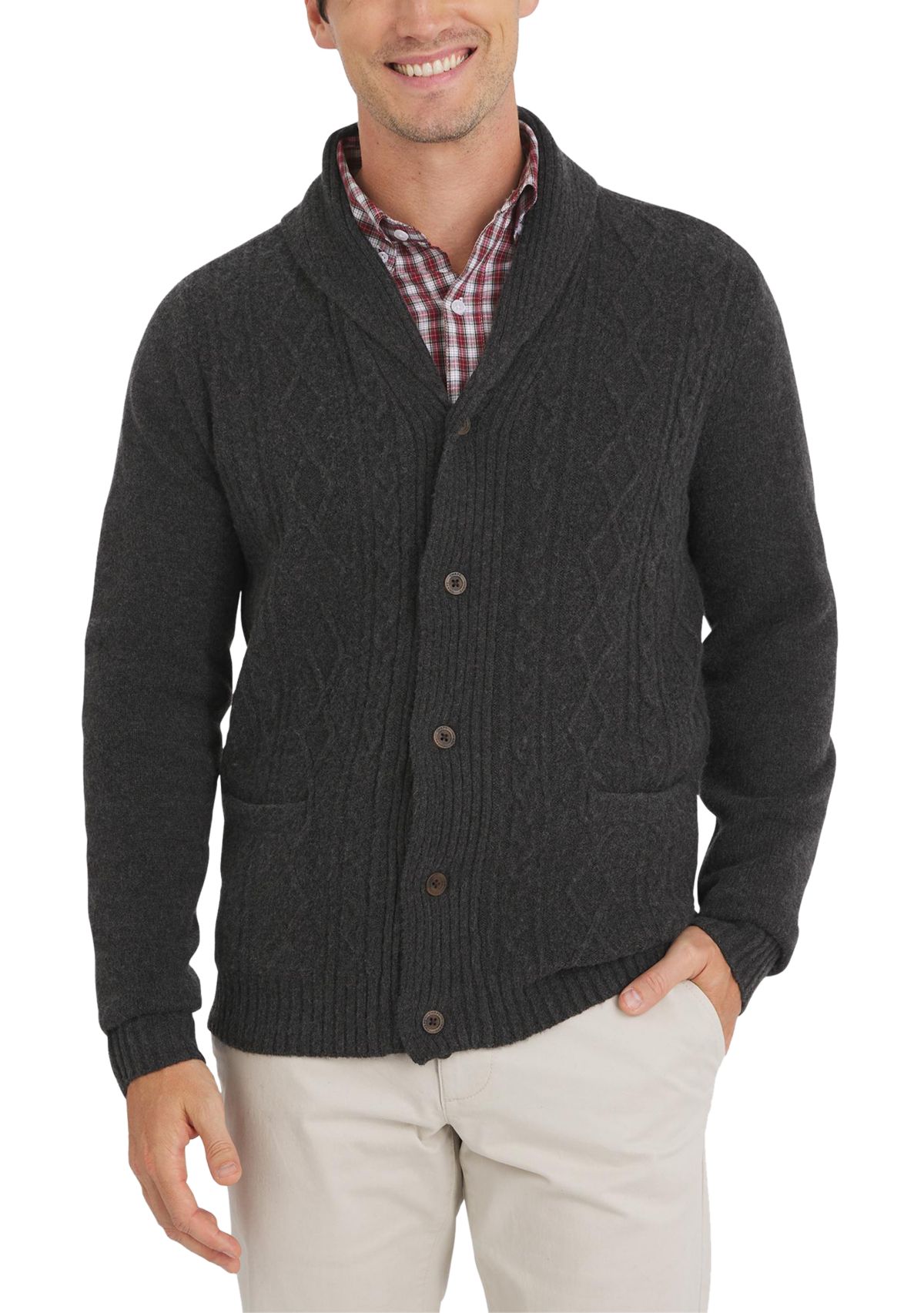 Mens Cable Cardigan Sweater