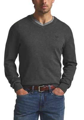 Chaps Men's Fine Gauge V-Neck Sweater, Grey, 2XL