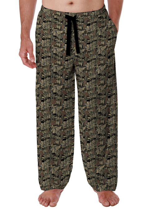 Mens Brown Foliage Flannel Pajama Pants