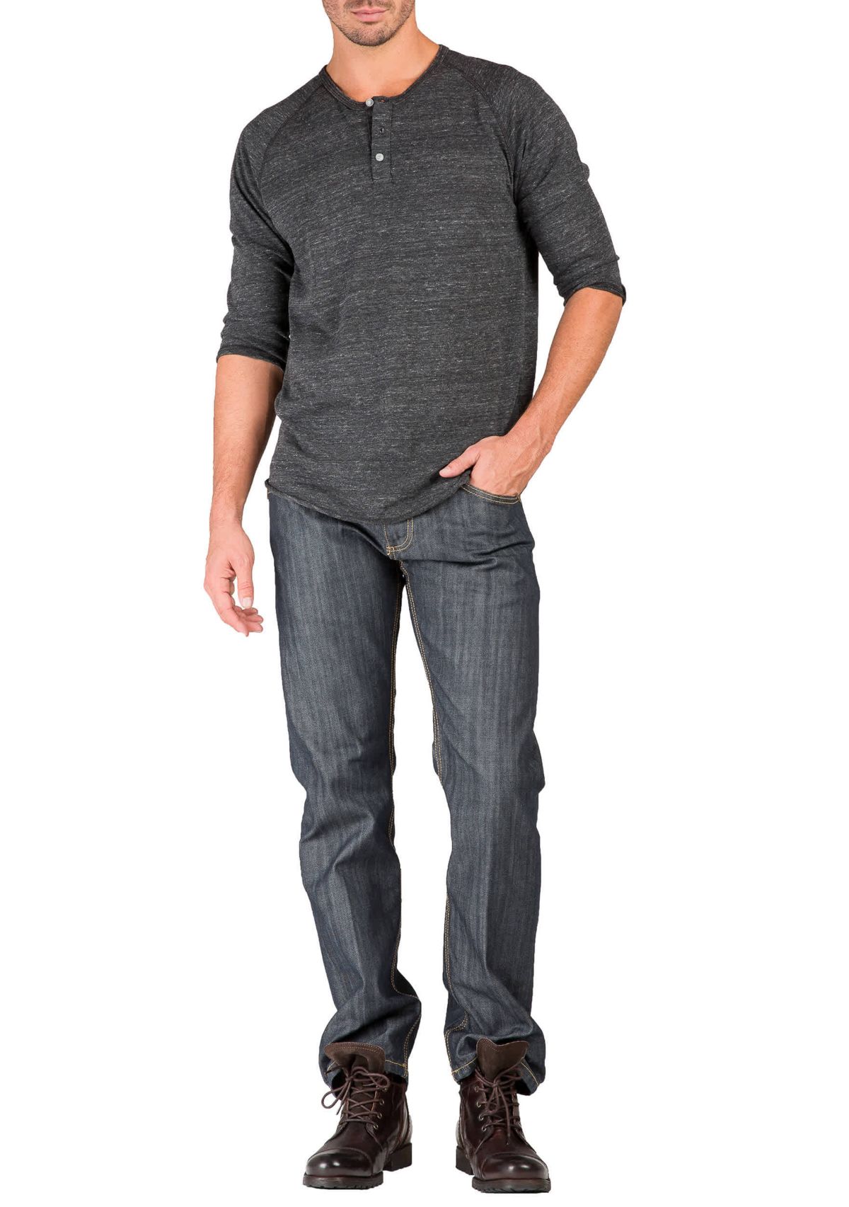 Scratching Distressed Relaxed Straight Denim