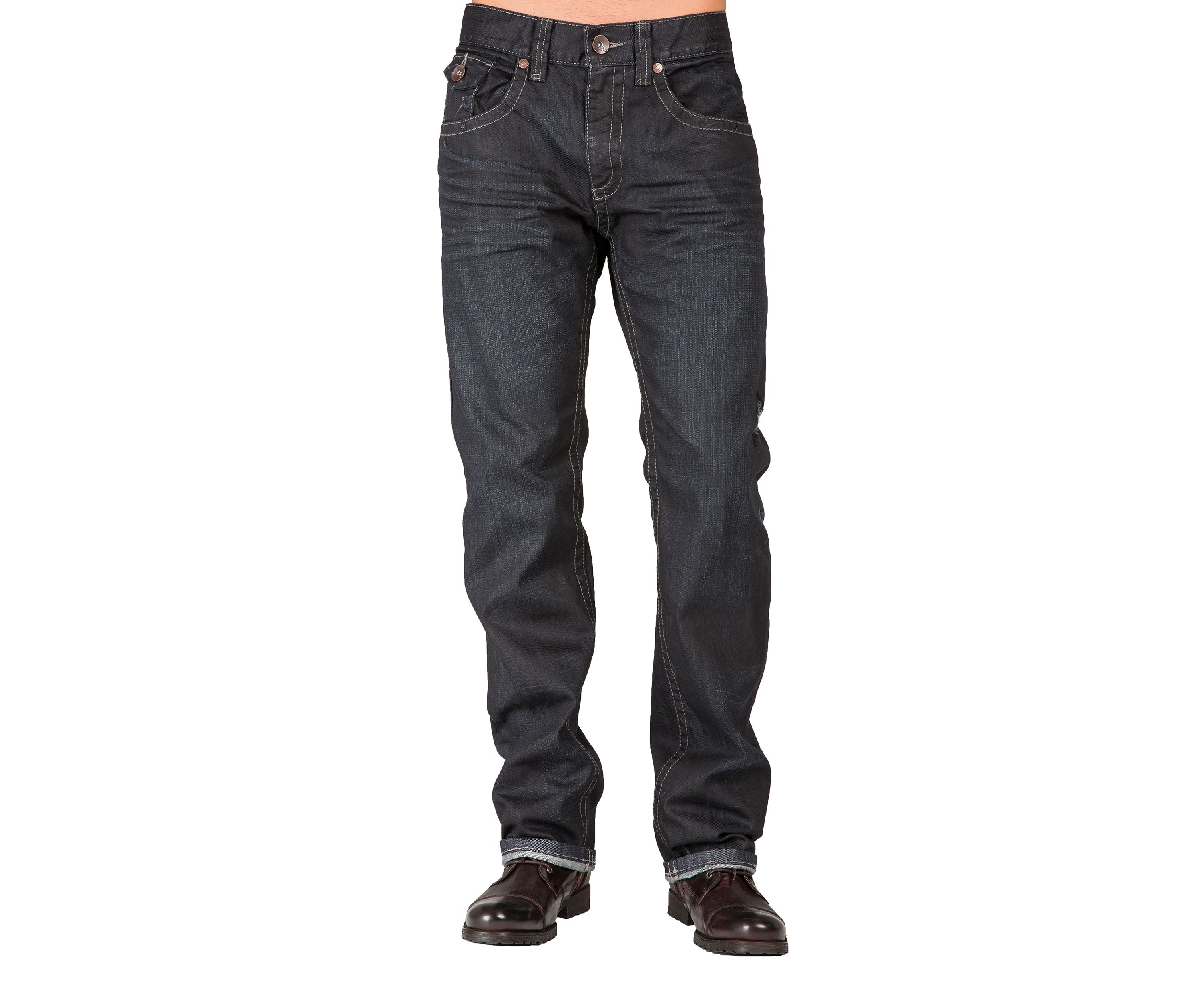 Relaxed Straight Leg Jean Zipper Trim Pockets