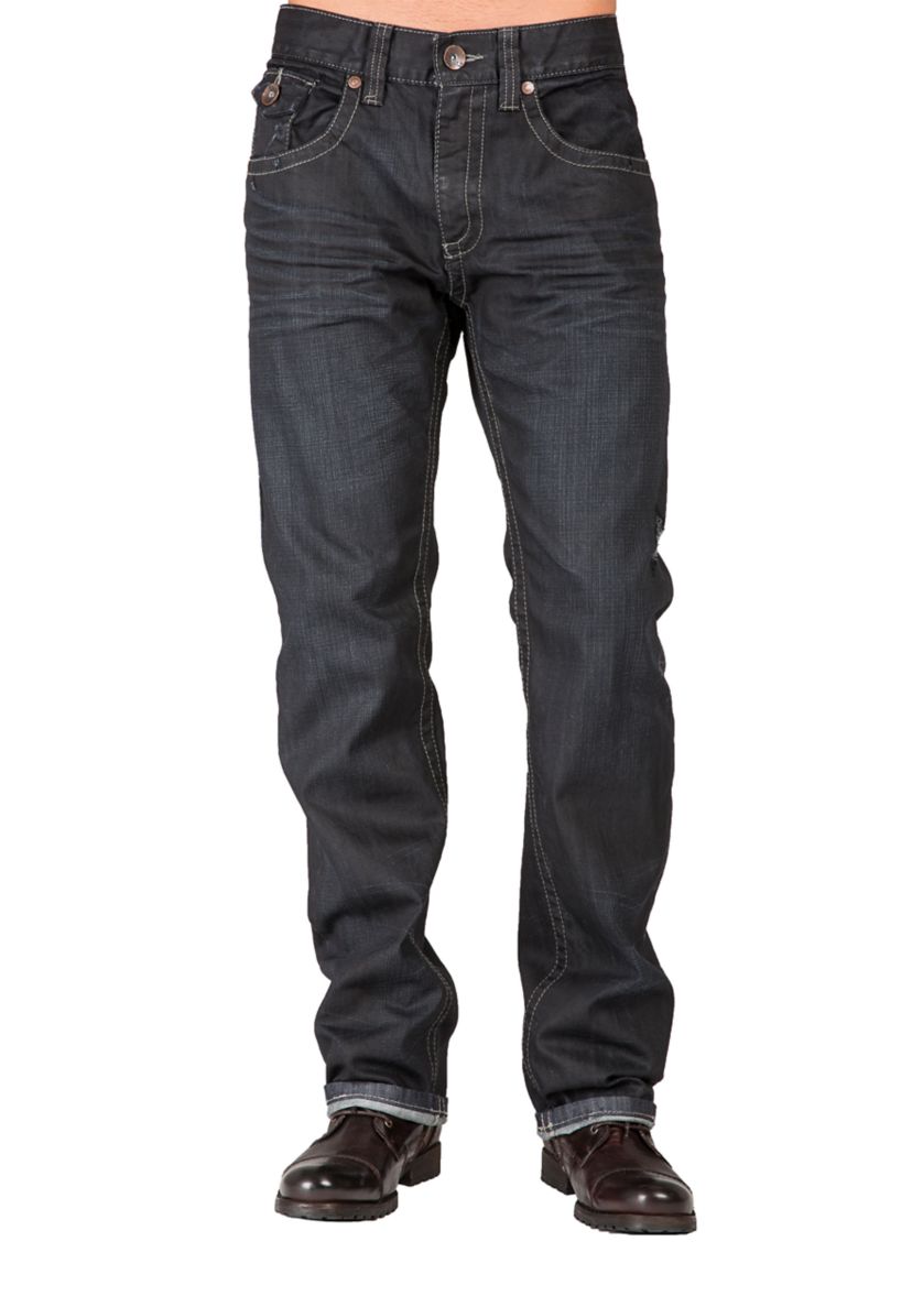 Relaxed Straight Leg Jean Zipper Trim Pockets