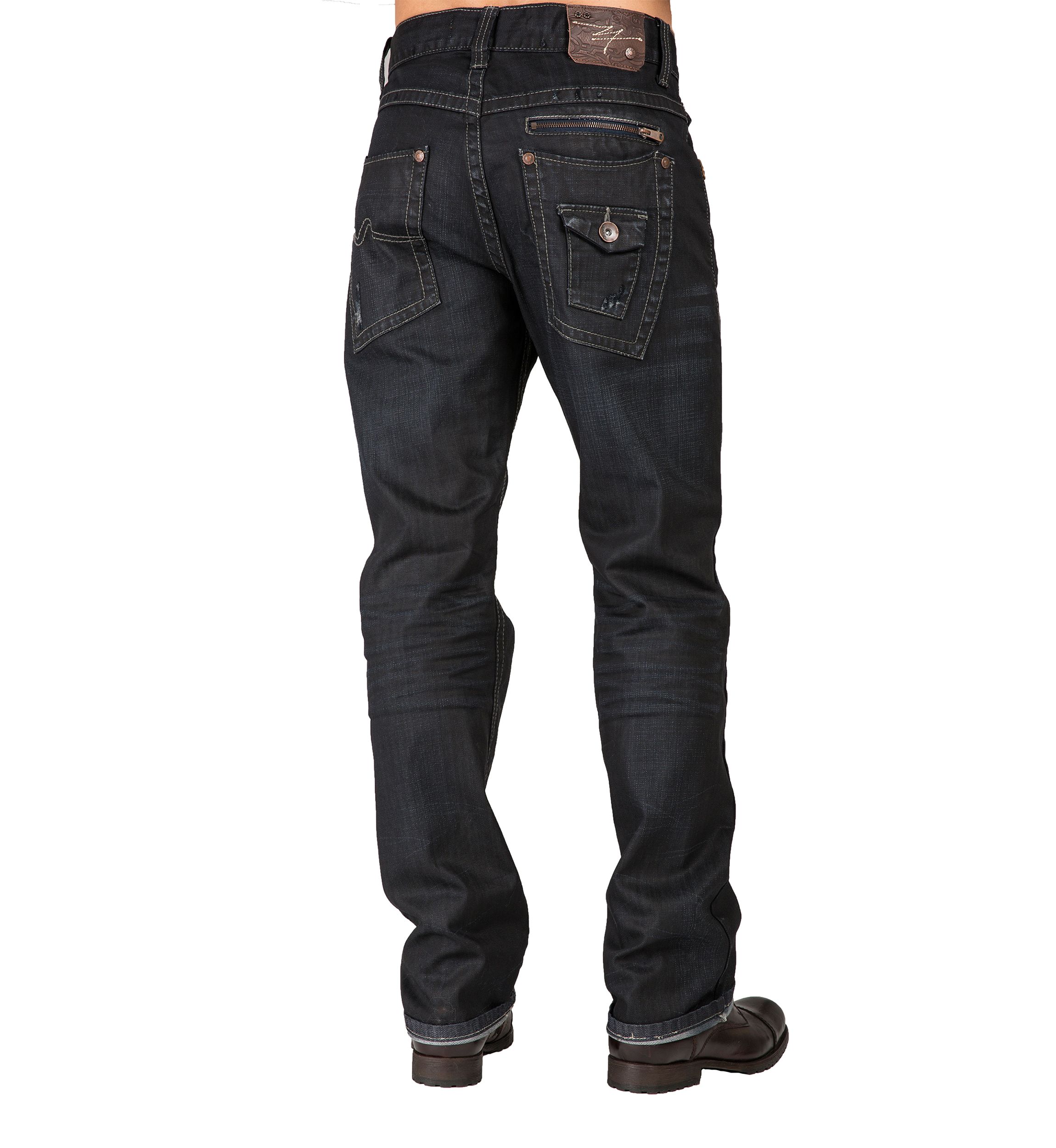 Relaxed Straight Leg Jean Zipper Trim Pockets