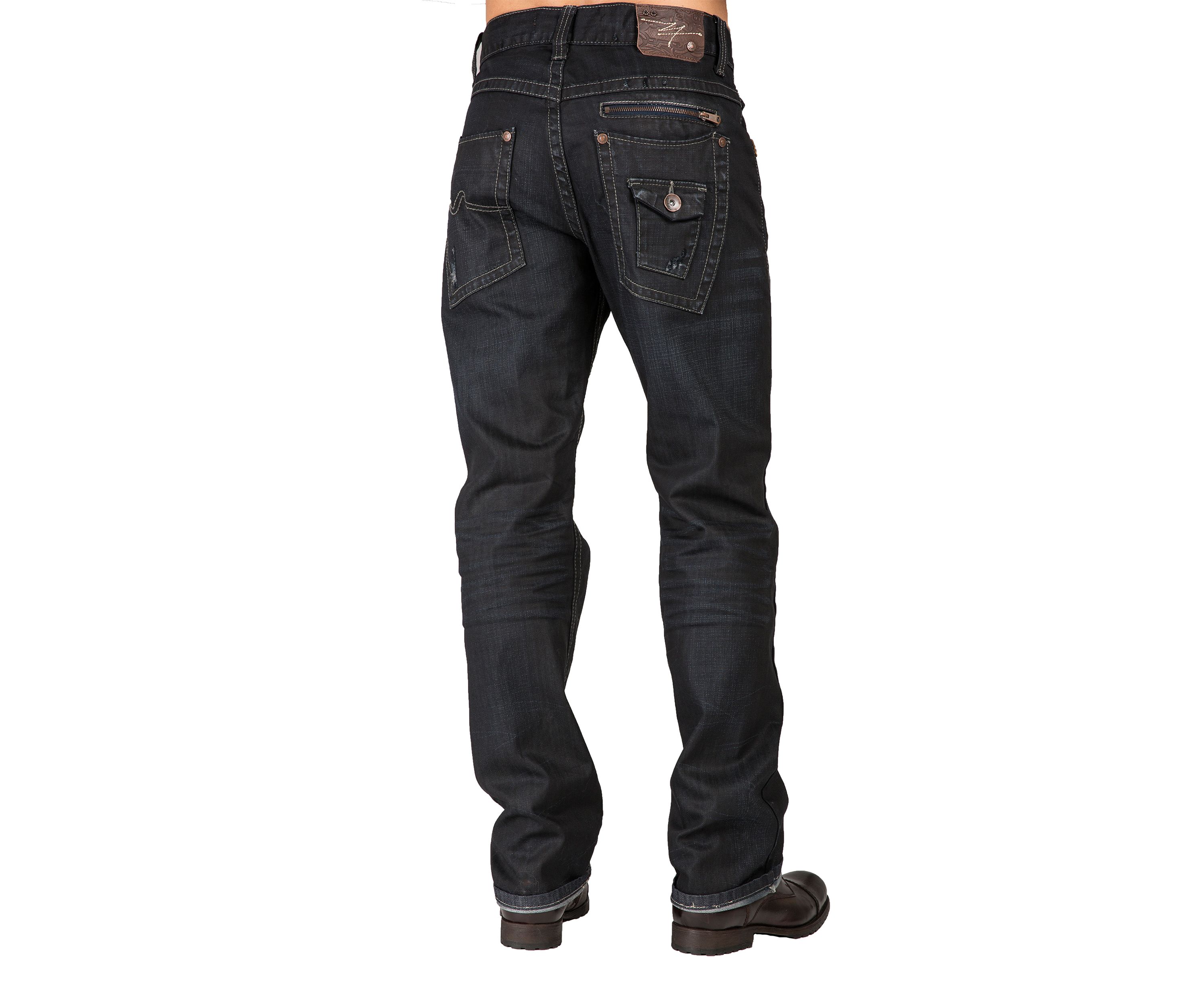 Relaxed Straight Leg Jean Zipper Trim Pockets