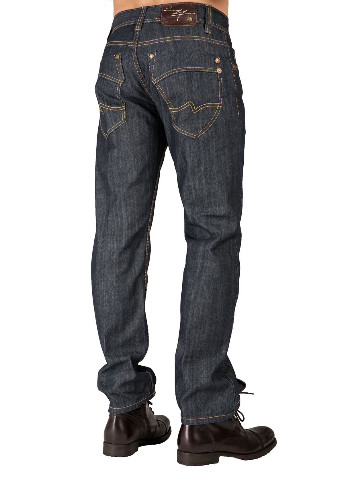 Scratching Distressed Relaxed Straight Denim