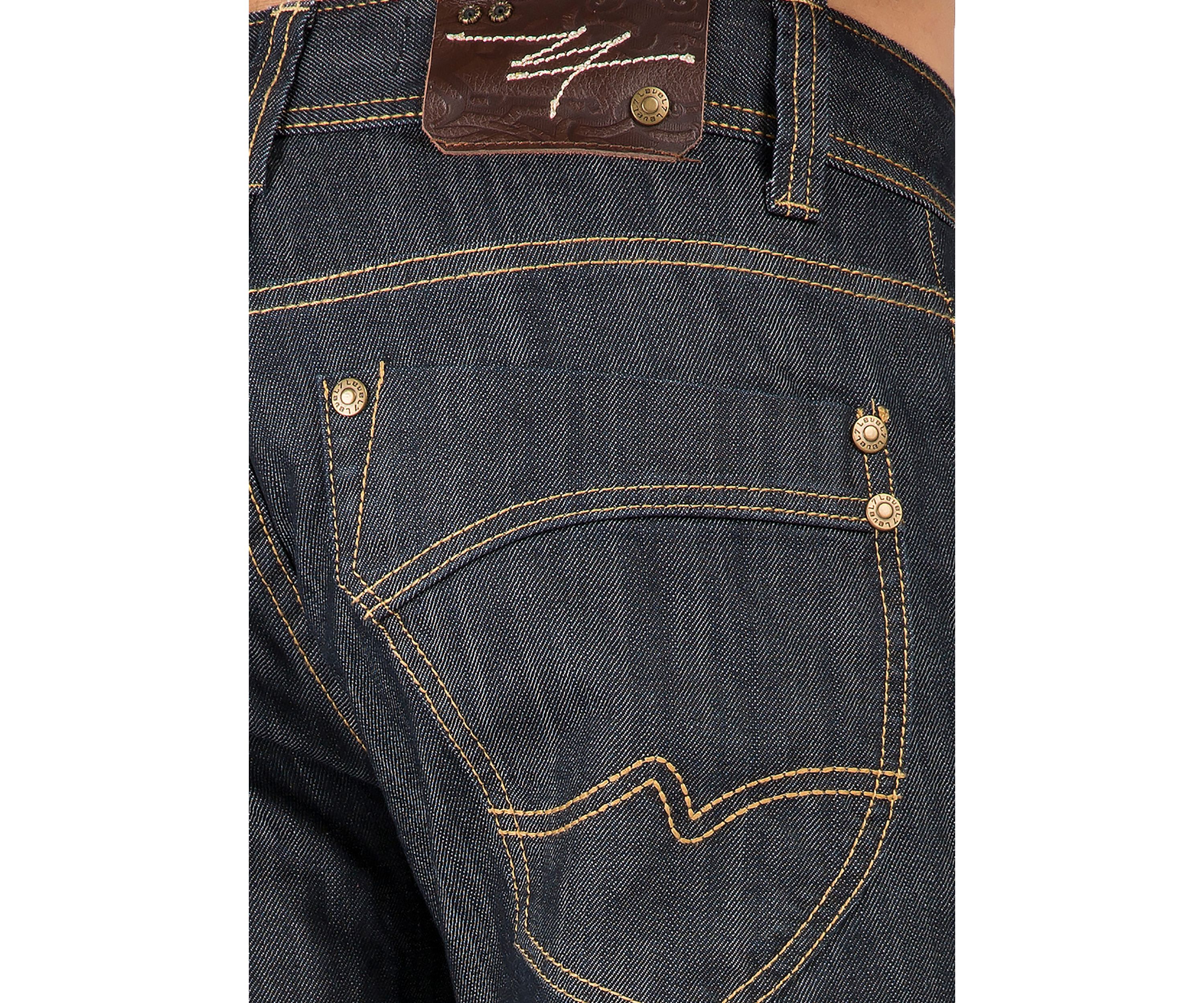Scratching Distressed Relaxed Straight Denim