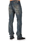 Slim Straight Premium Paint Brushed Denim Jeans 