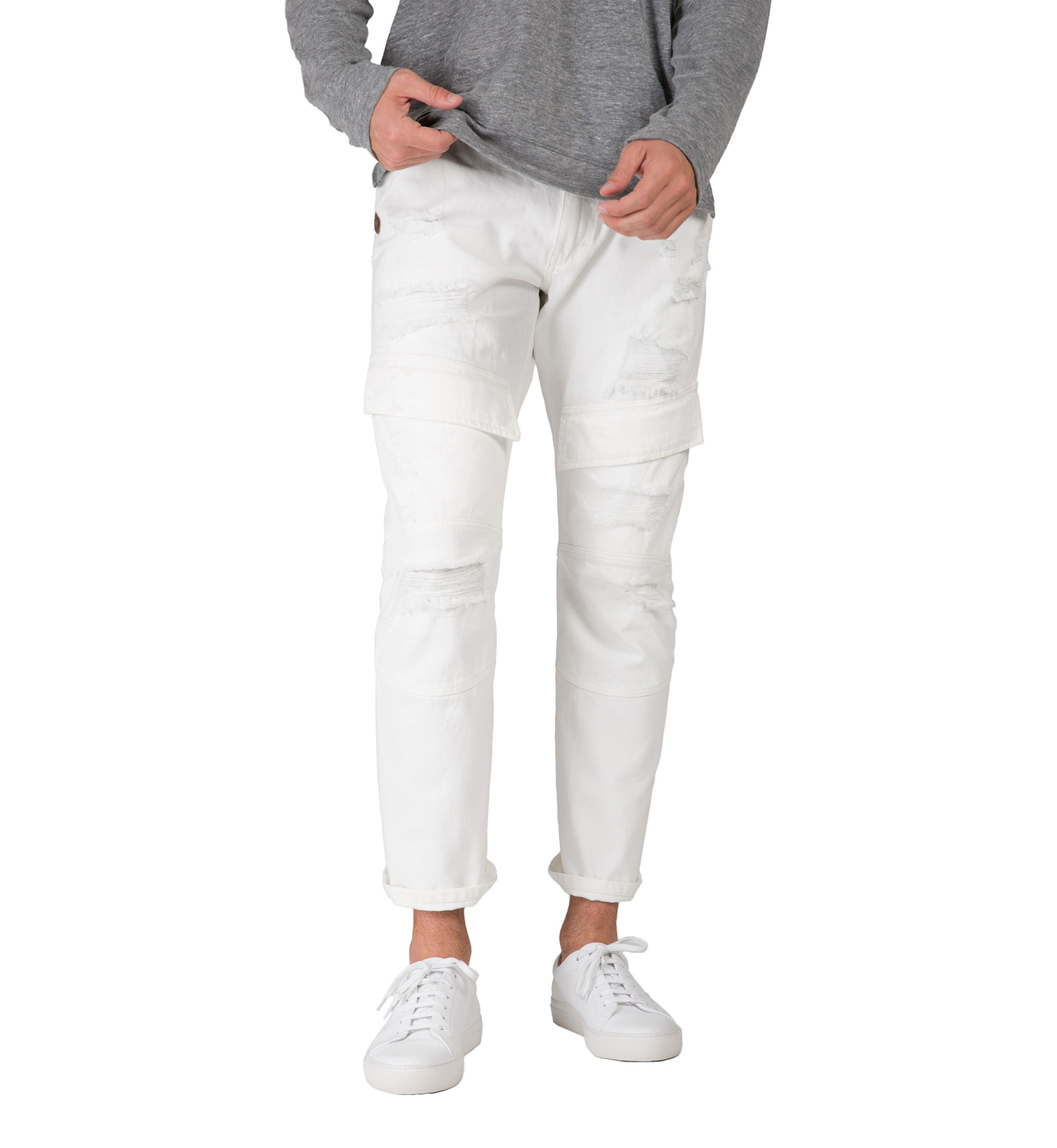 Slim Straight Denim Cargo Jeans 