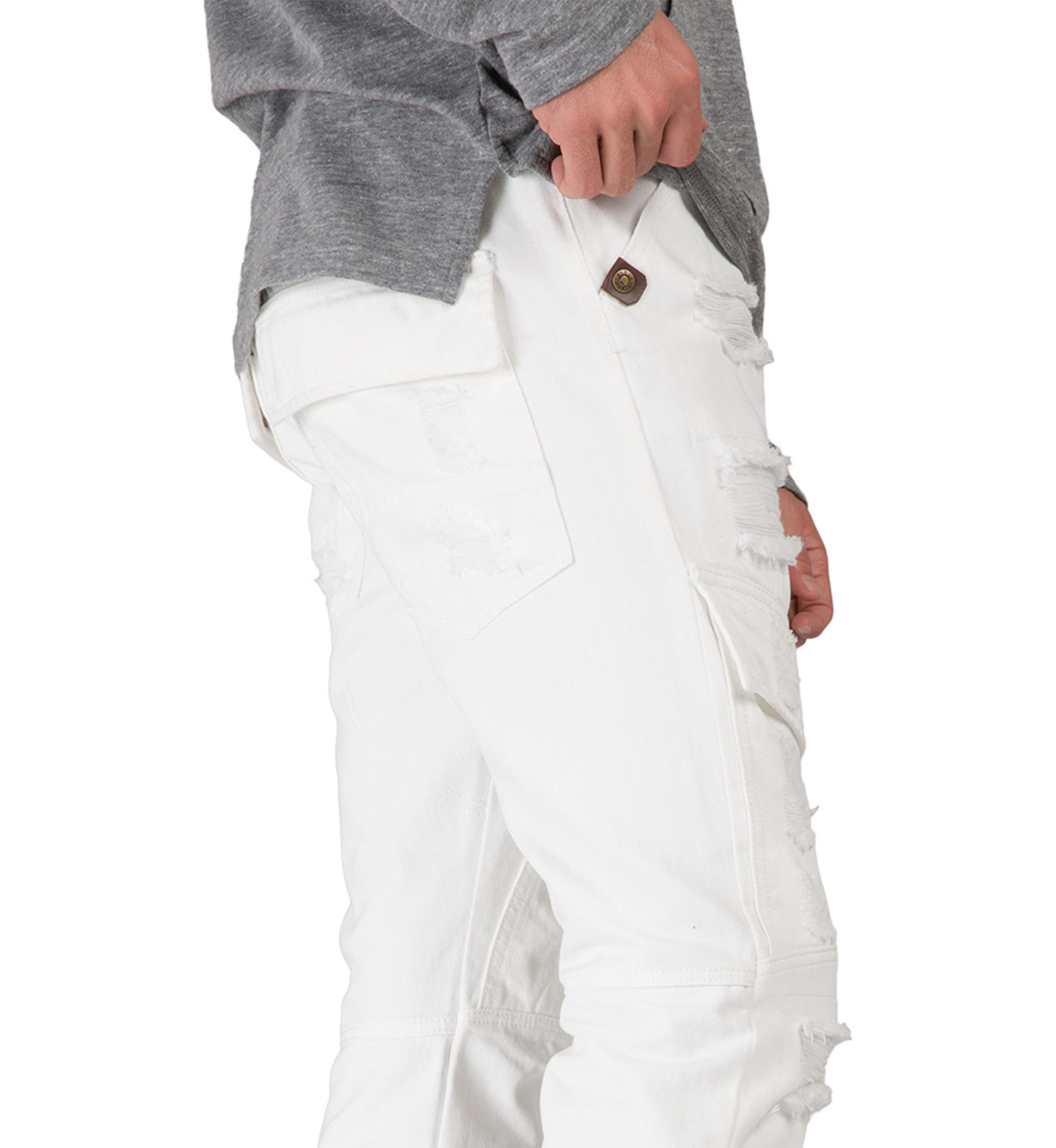 Slim Straight Denim Cargo Jeans 