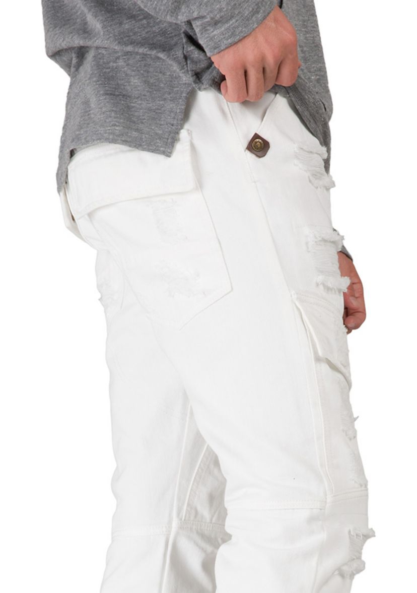 Slim Straight Denim Cargo Jeans 