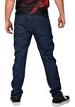 Mens Curve Leg Slim Taper Moto Jeans - Blasted Black Cut & Sewed Detail