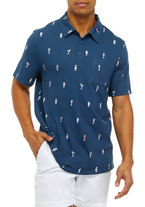 American Rag Short Sleeve Printed Polo Shirt