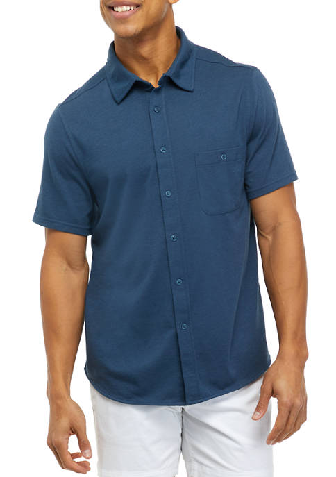 American Rag Solid Knit Button Down Polo Shirt