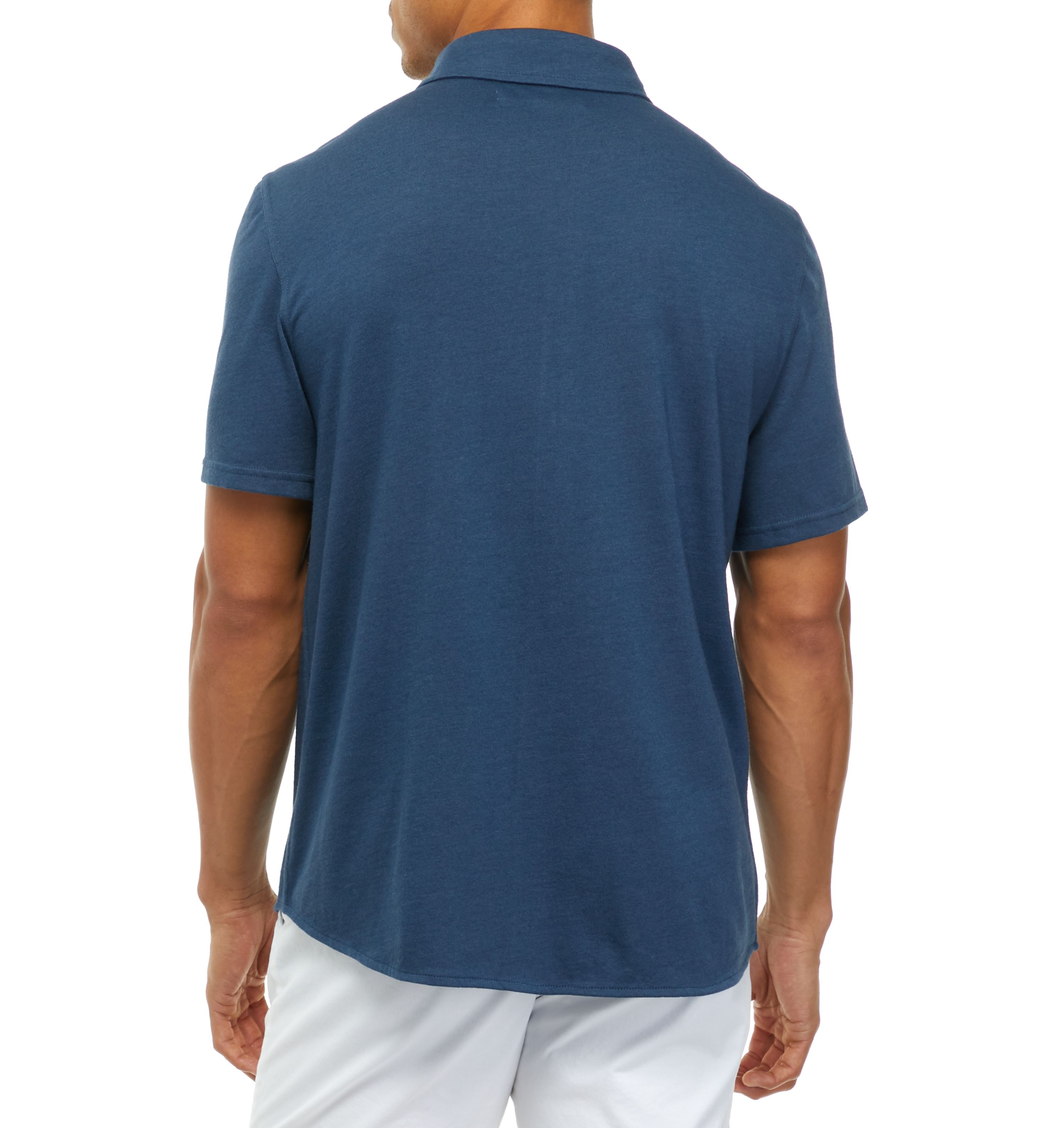 Solid Knit Button Down Polo Shirt 