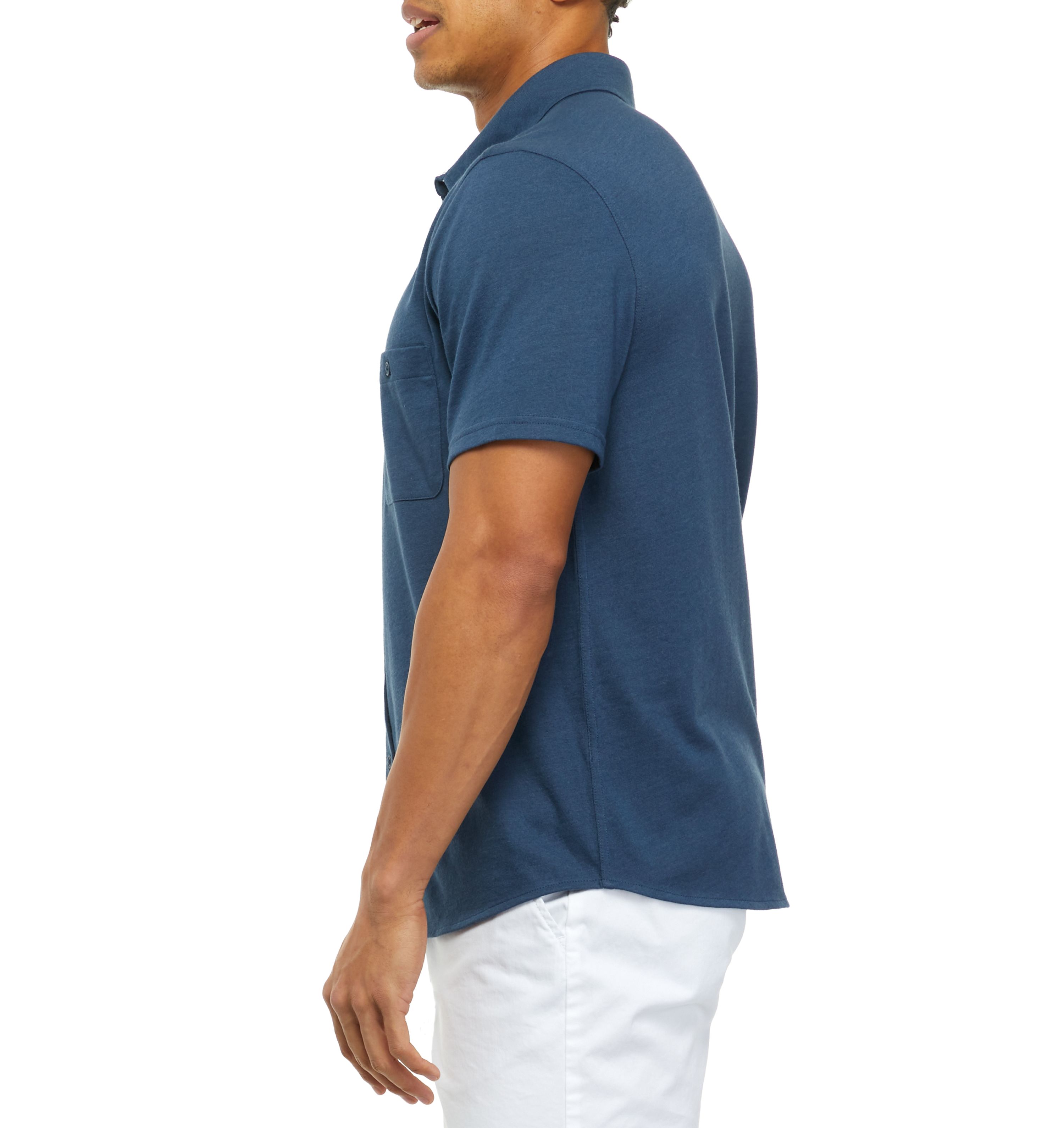 Solid Knit Button Down Polo Shirt 