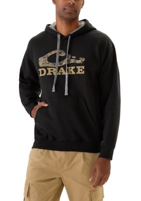 Drake Waterfowl Men's Old School Logo Graphic Fleece Hoodie, Black, 2XL