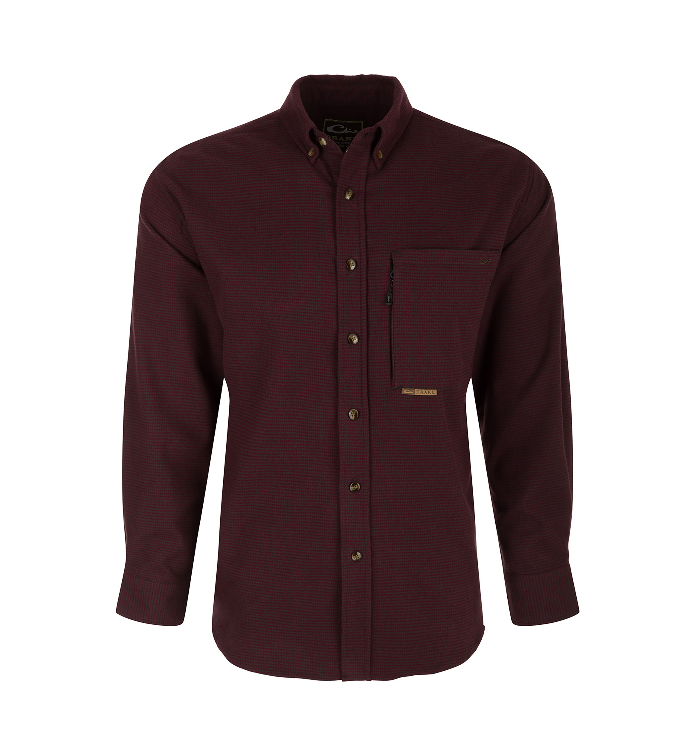 Mens Autumn Brushed Twill Houndstooth Button Down Long Sleeve Shirt