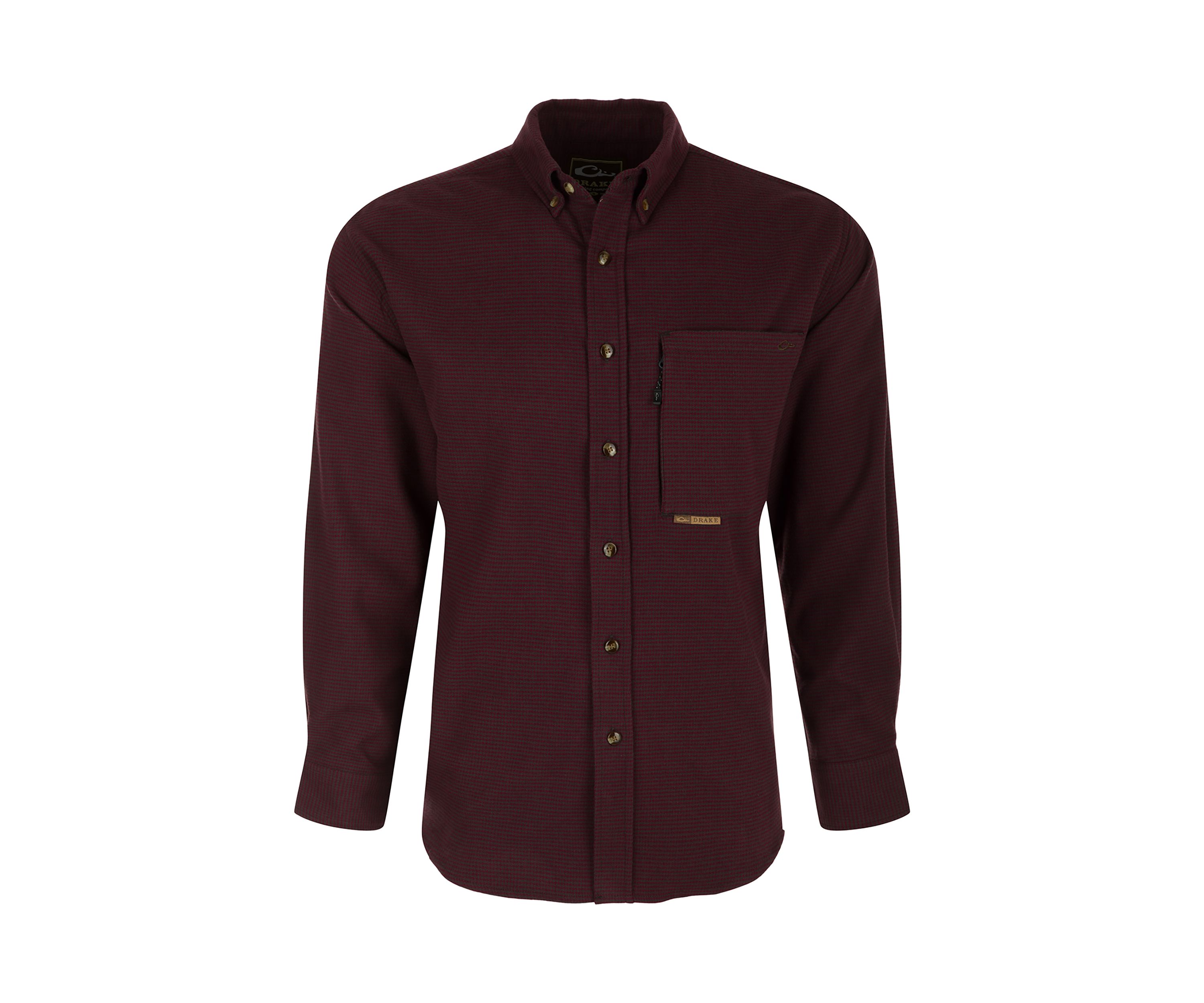 Mens Autumn Brushed Twill Houndstooth Button Down Long Sleeve Shirt