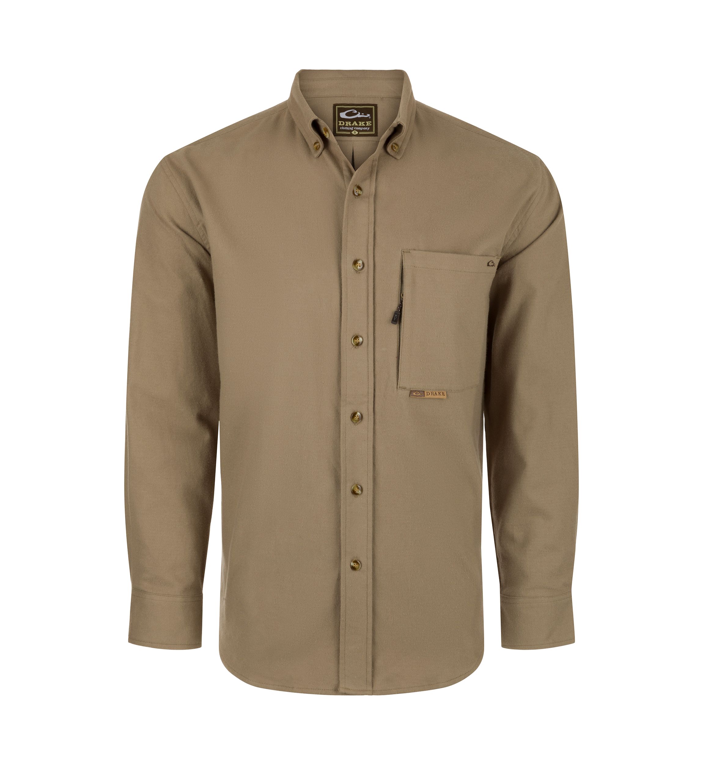 Mens Autumn Brushed Twill Solid Button Down Long Sleeve Shirt