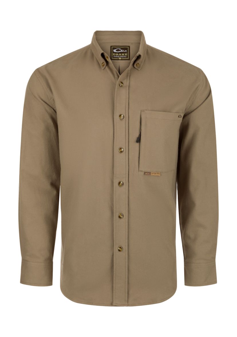 Mens Autumn Brushed Twill Solid Button Down Long Sleeve Shirt