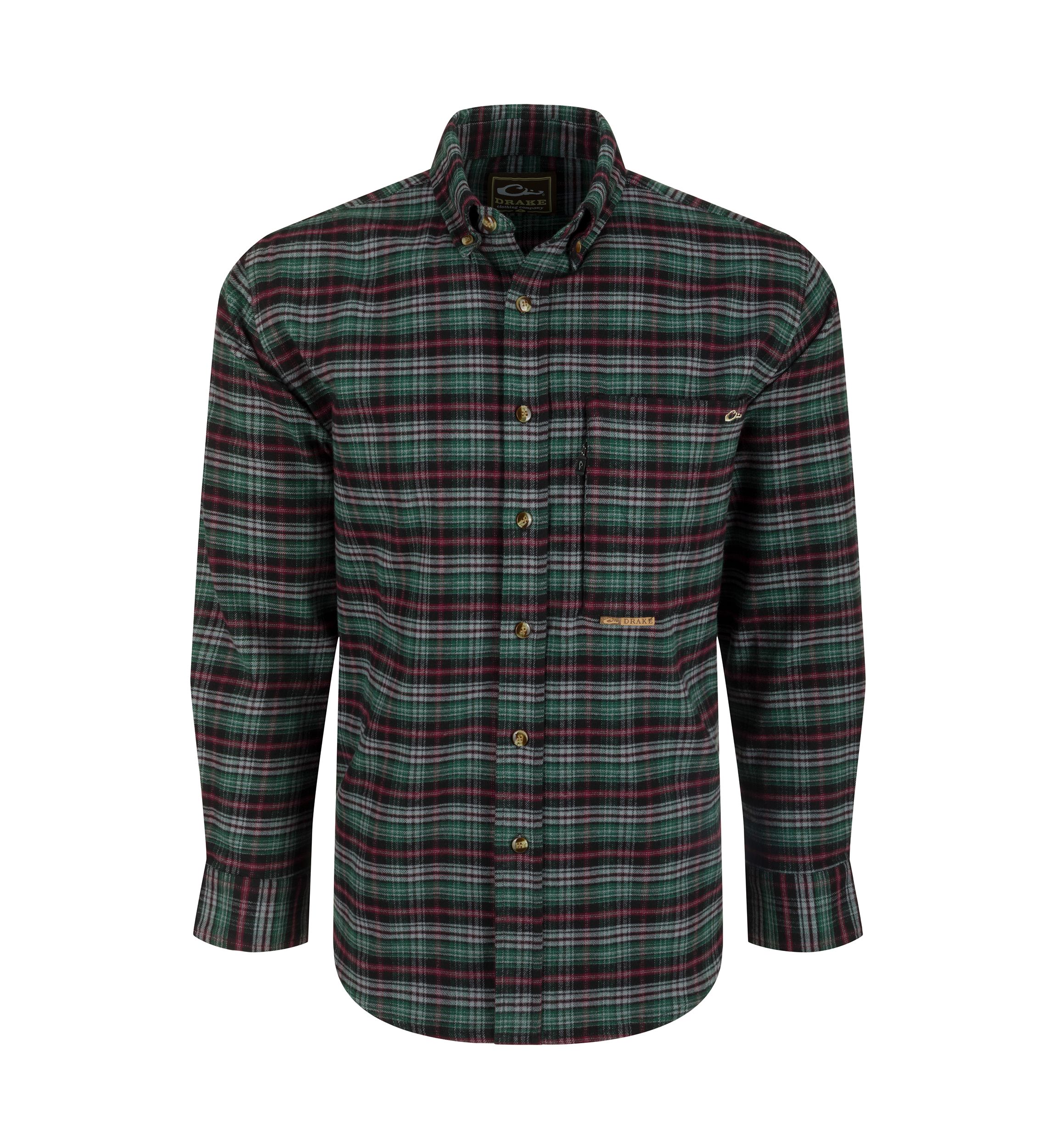 Big & Tall Long Sleeve  Plaid Brushed Twill Shirt 