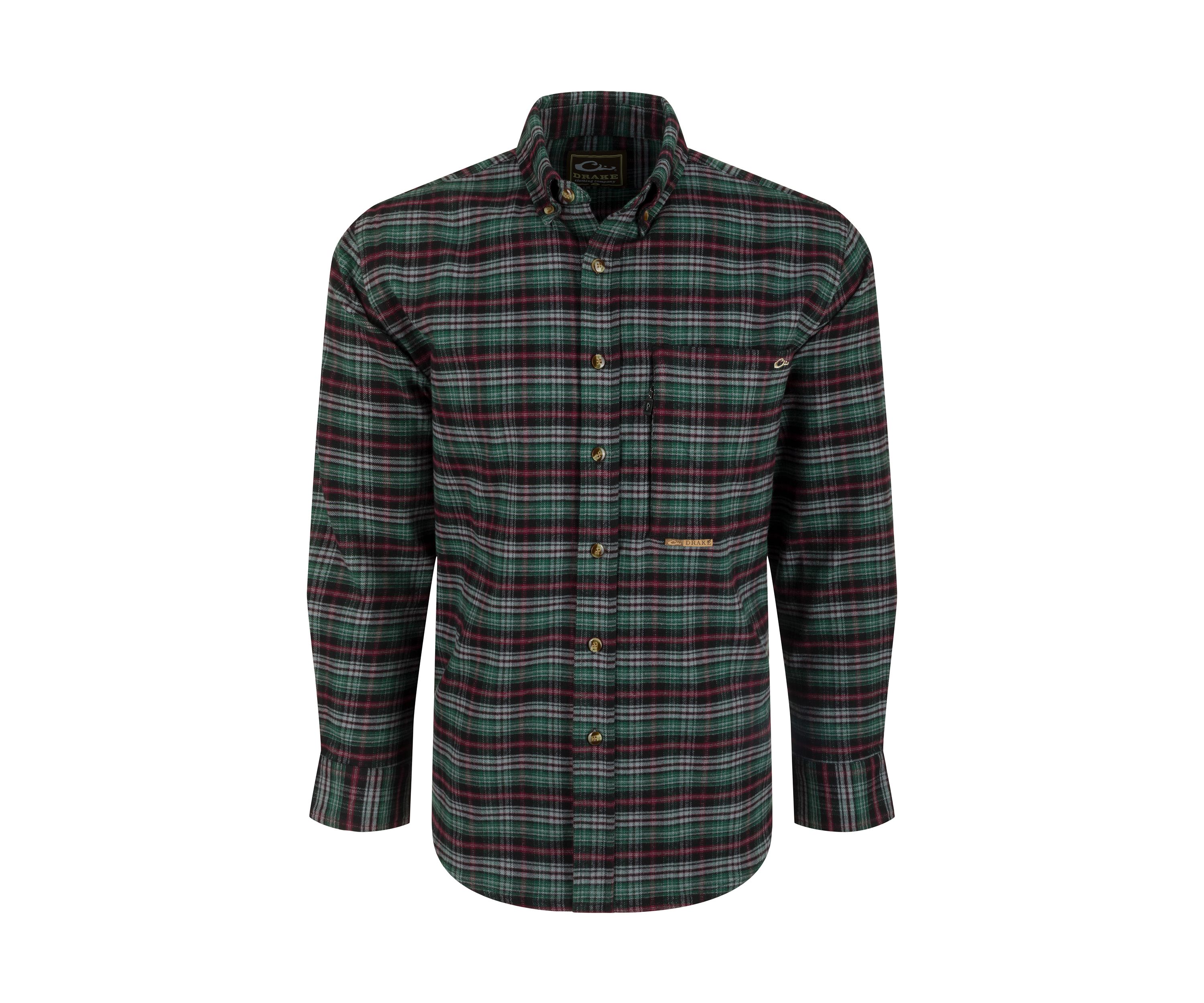 Big & Tall Long Sleeve  Plaid Brushed Twill Shirt 