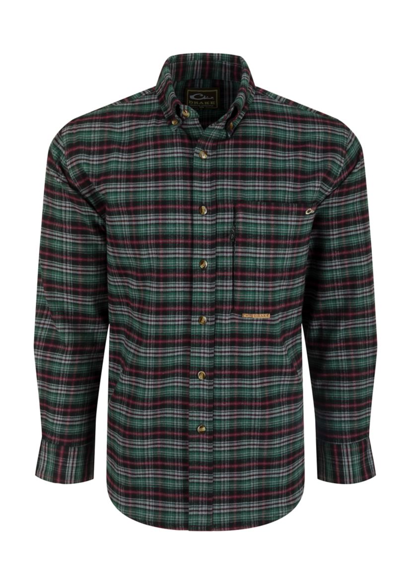 Big & Tall Long Sleeve  Plaid Brushed Twill Shirt 