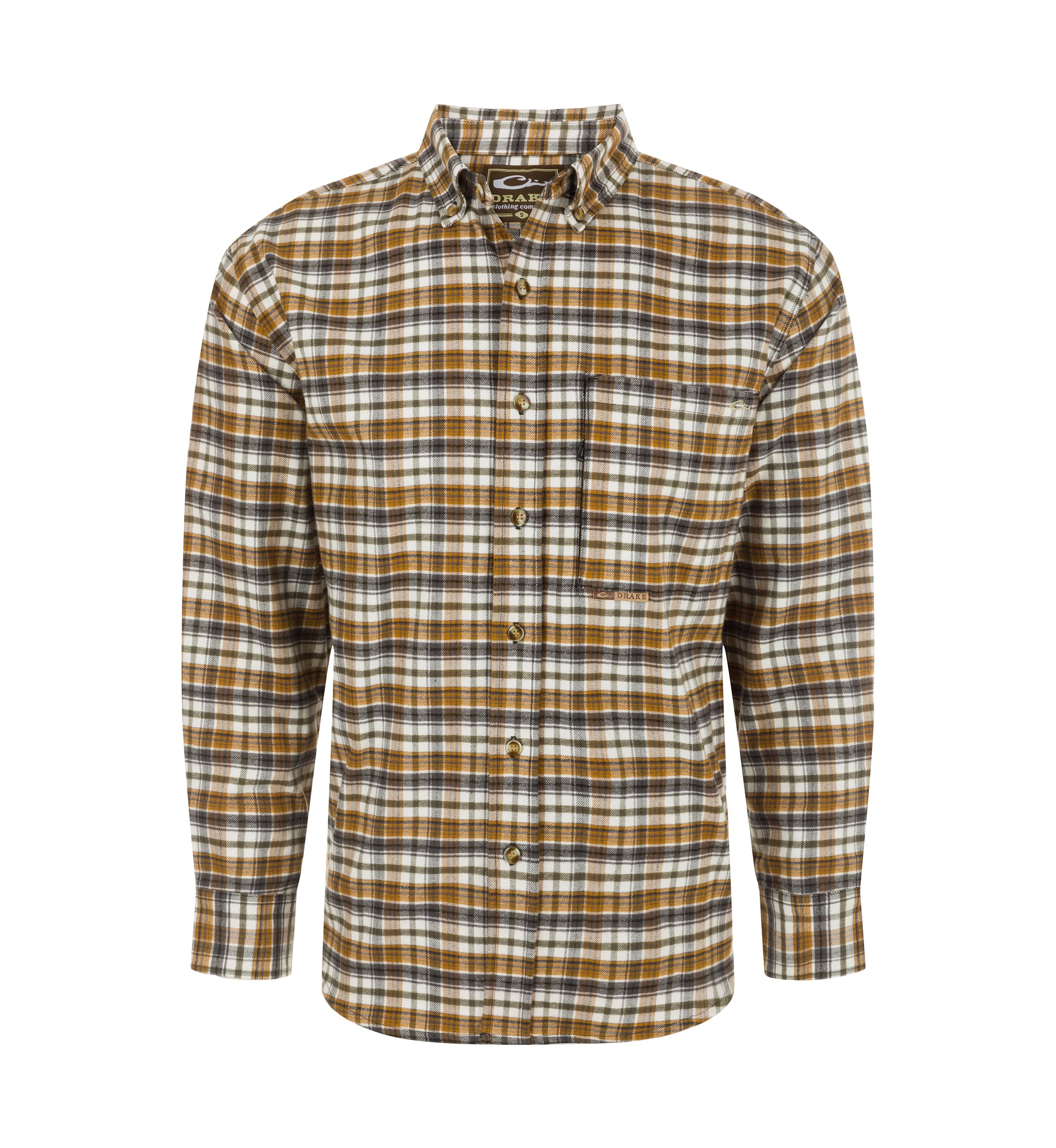 Mens Autumn Brushed Twill Plaid Button Down Long Sleeve Shirt