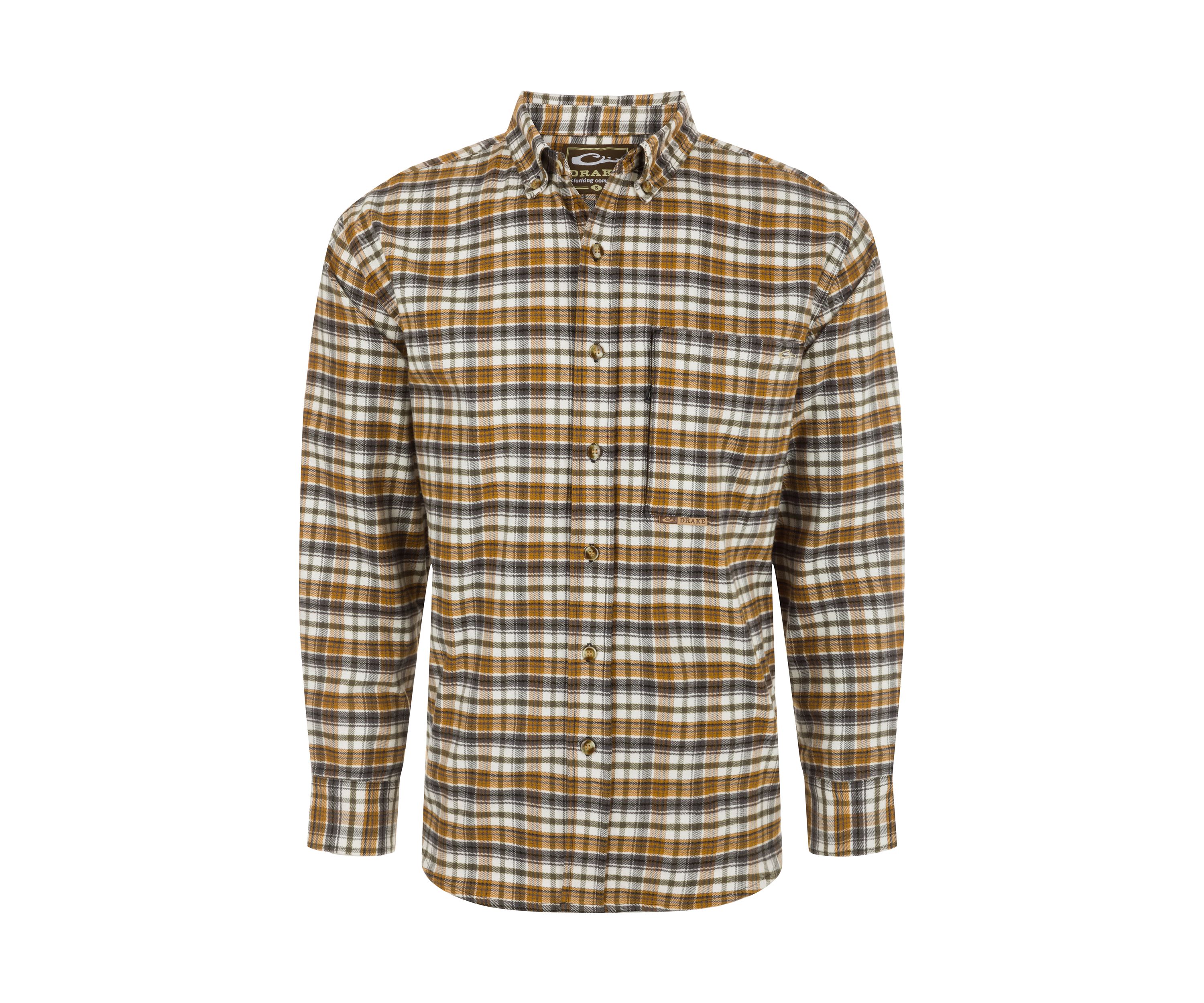 Mens Autumn Brushed Twill Plaid Button Down Long Sleeve Shirt
