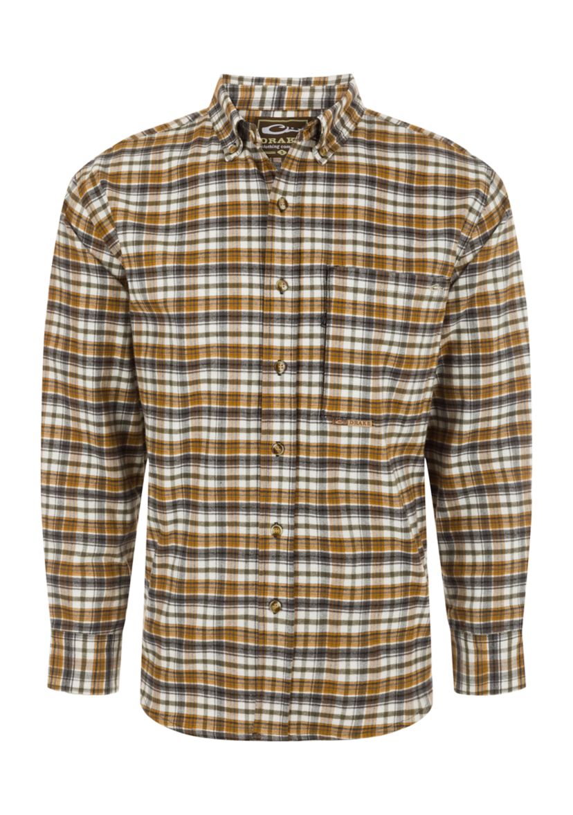 Mens Autumn Brushed Twill Plaid Button Down Long Sleeve Shirt