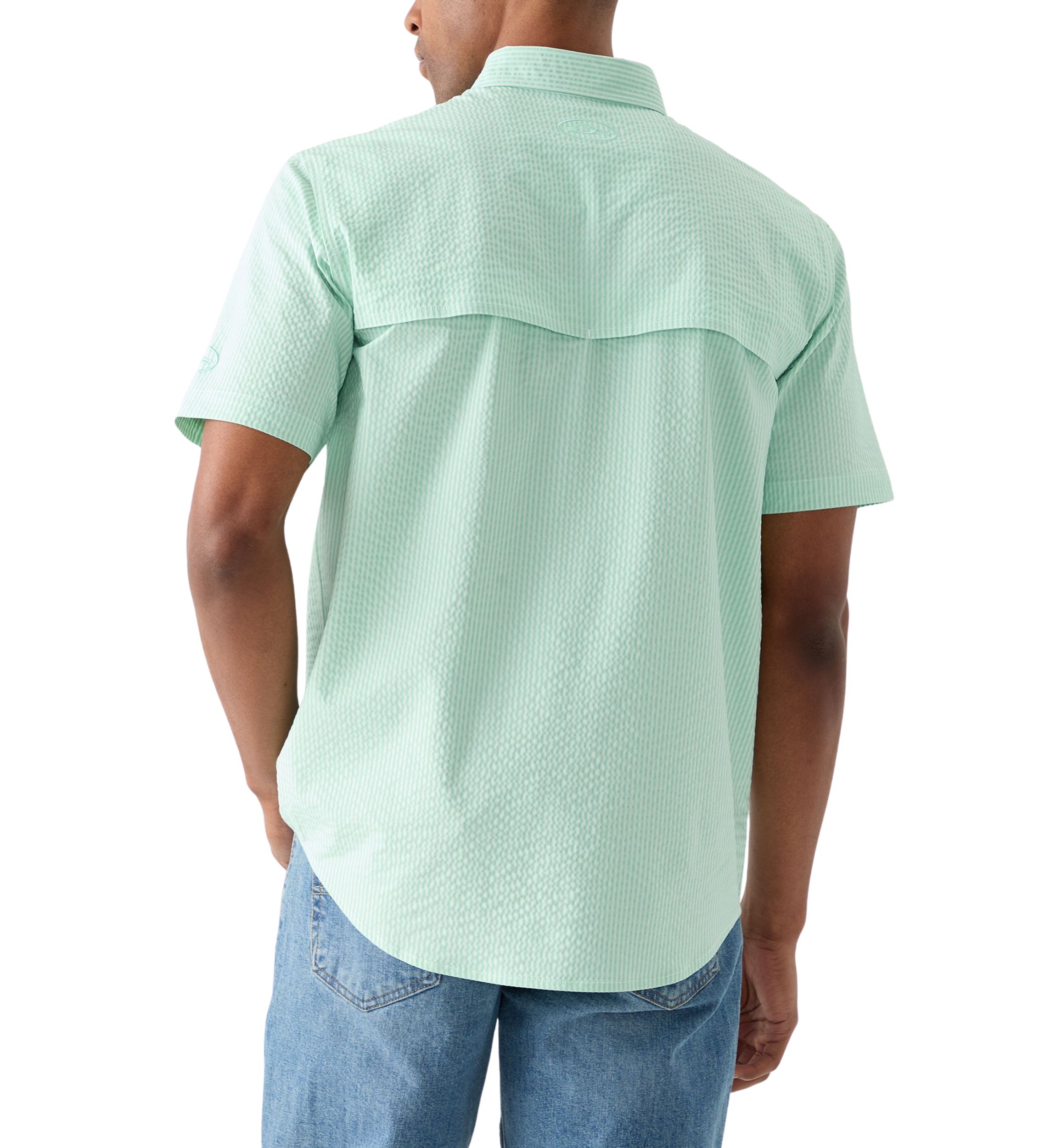 Mens Frat Seersucker Striped Button-Down Short Sleeve Shirt