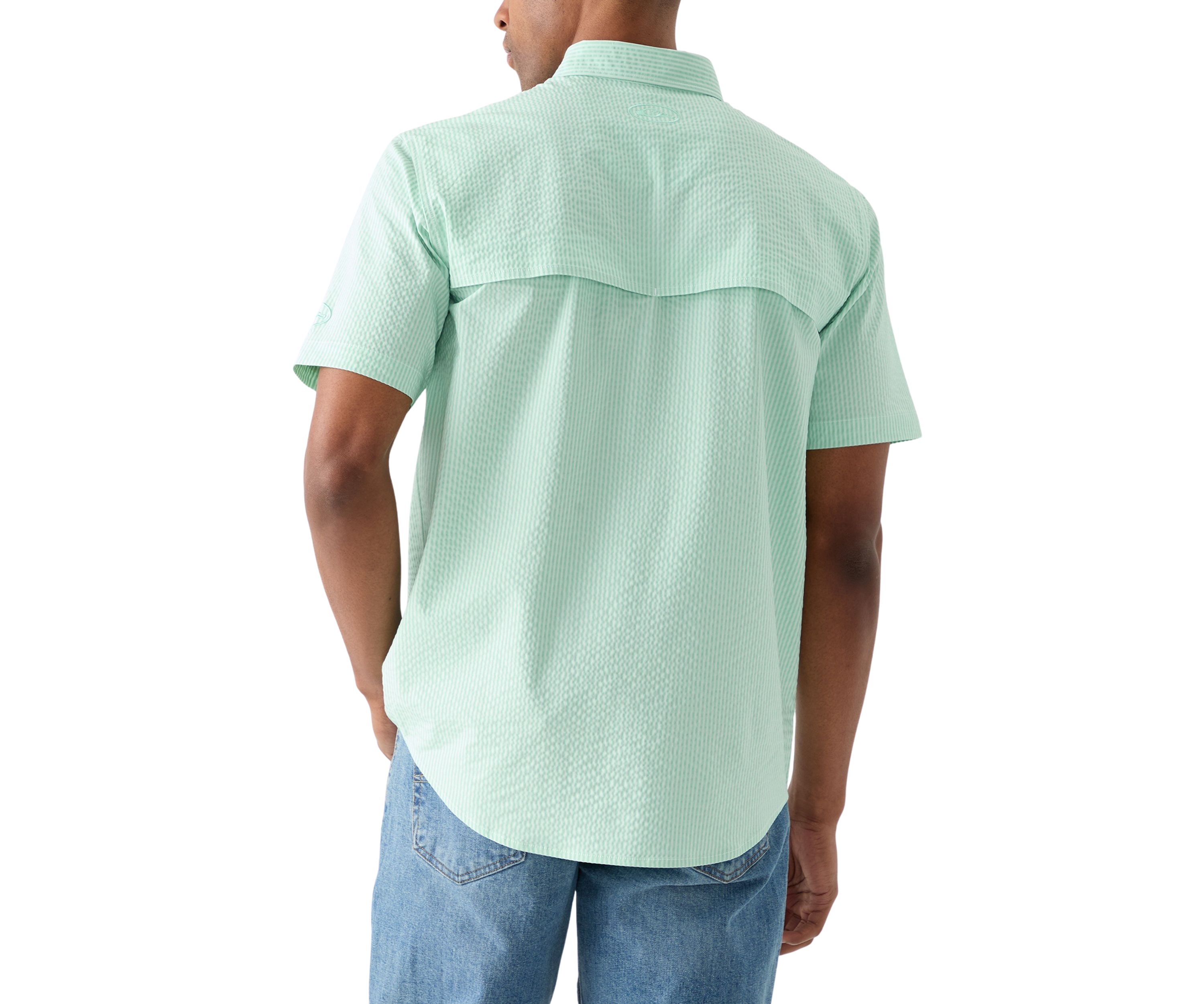 Mens Frat Seersucker Striped Button-Down Short Sleeve Shirt