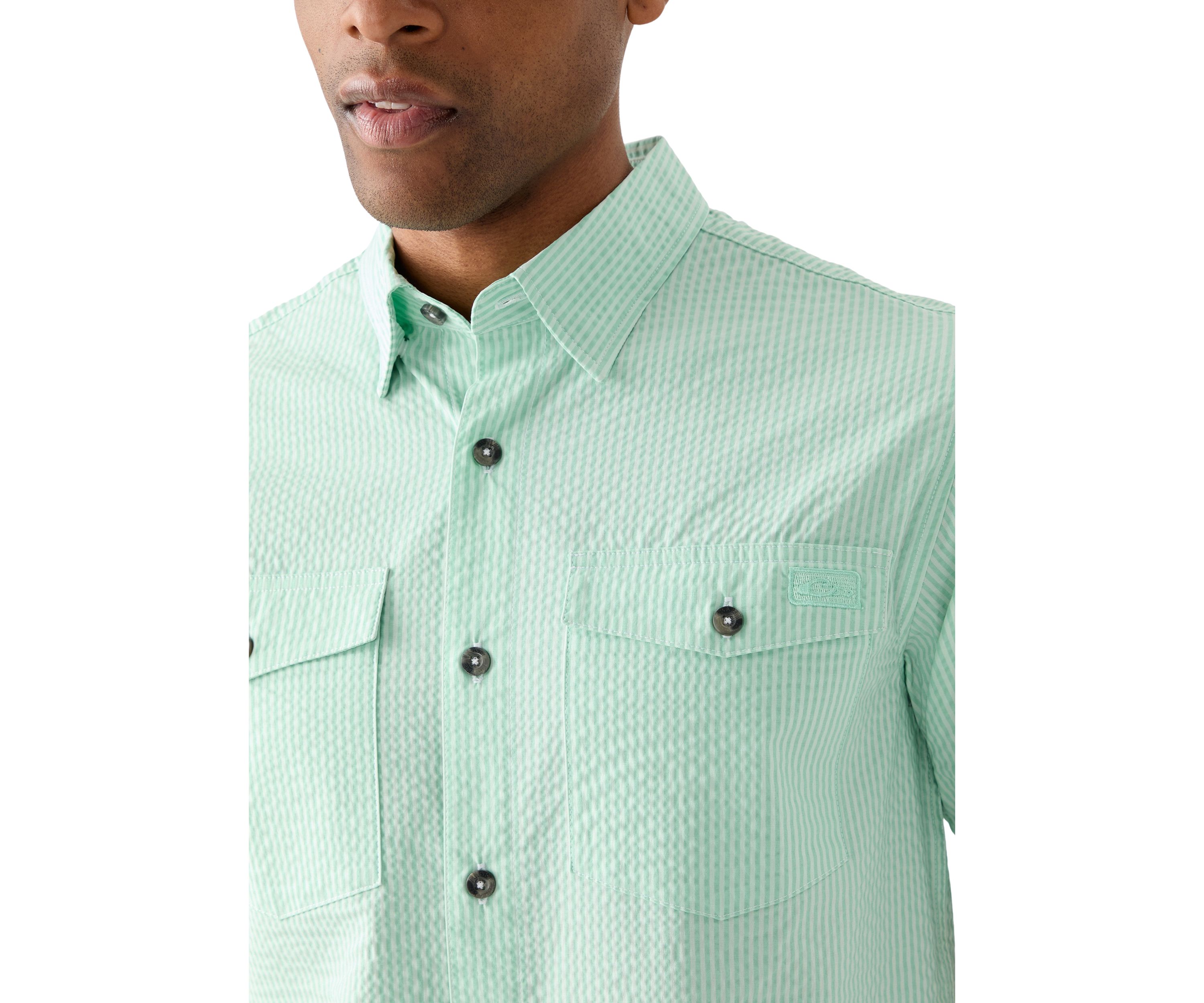 Mens Frat Seersucker Striped Button-Down Short Sleeve Shirt