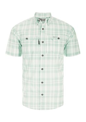 Drake Waterfowl Men's Frat Faded Plaid Button-Down Short Sleeve Shirt