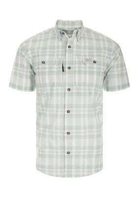 Drake Waterfowl Men's Frat Faded Plaid Button-Down Short Sleeve Shirt, 2XL