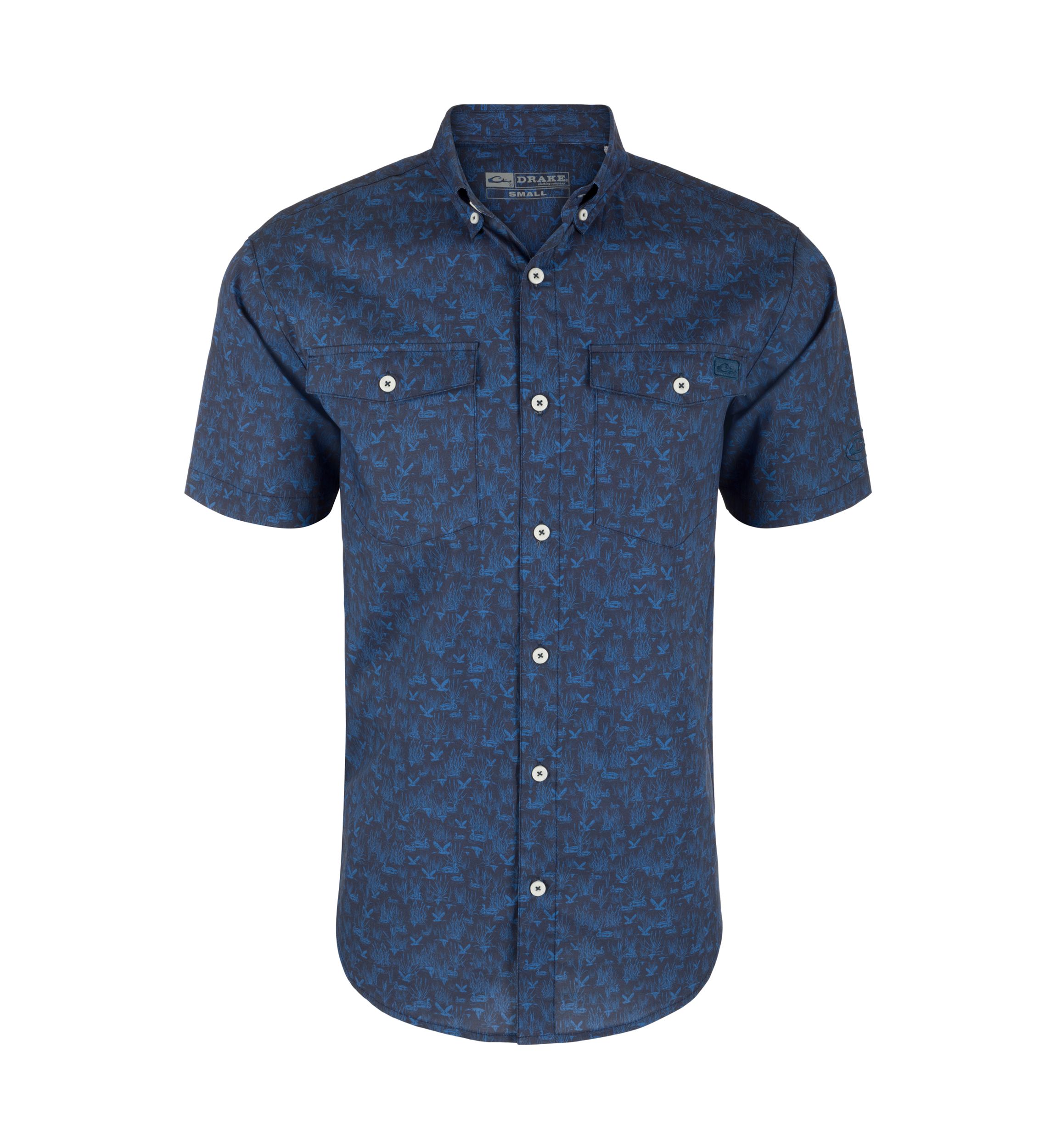 Mens Cotton Marsh Print Short Sleeve Shirt